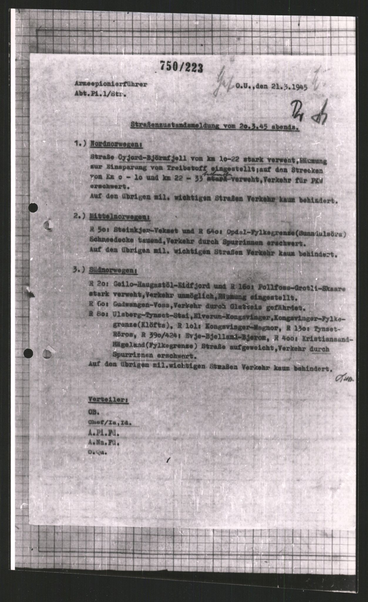 Forsvarets Overkommando. 2 kontor. Arkiv 11.4. Spredte tyske arkivsaker, AV/RA-RAFA-7031/D/Dar/Dara/L0008: Krigsdagbøker for 20. Gebirgs-Armee-Oberkommando (AOK 20), 1945, p. 577