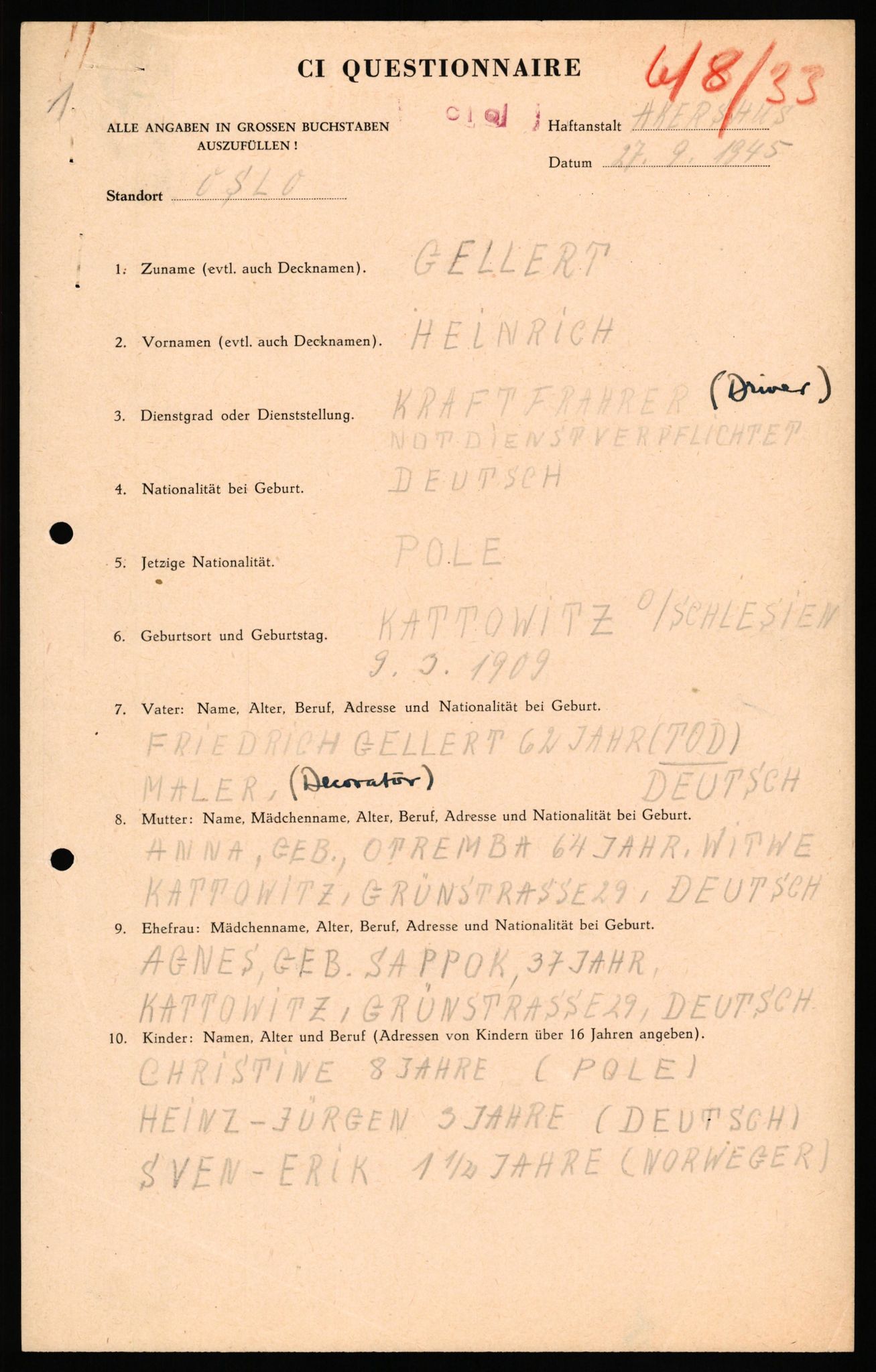 Forsvaret, Forsvarets overkommando II, AV/RA-RAFA-3915/D/Db/L0041: CI Questionaires.  Diverse nasjonaliteter., 1945-1946, p. 56