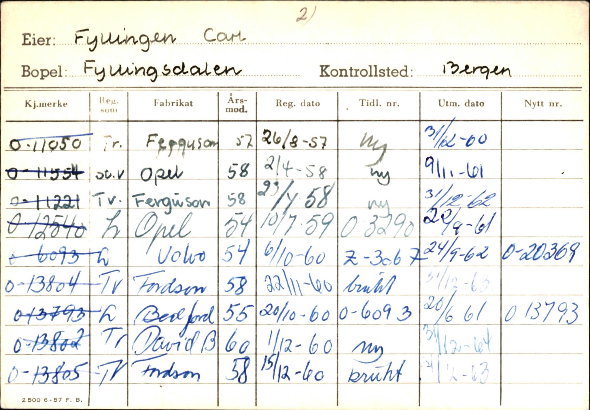 Statens vegvesen, Hordaland vegkontor, AV/SAB-A-5201/2/Hb/L0010: O-eierkort F-G, 1920-1971, p. 18