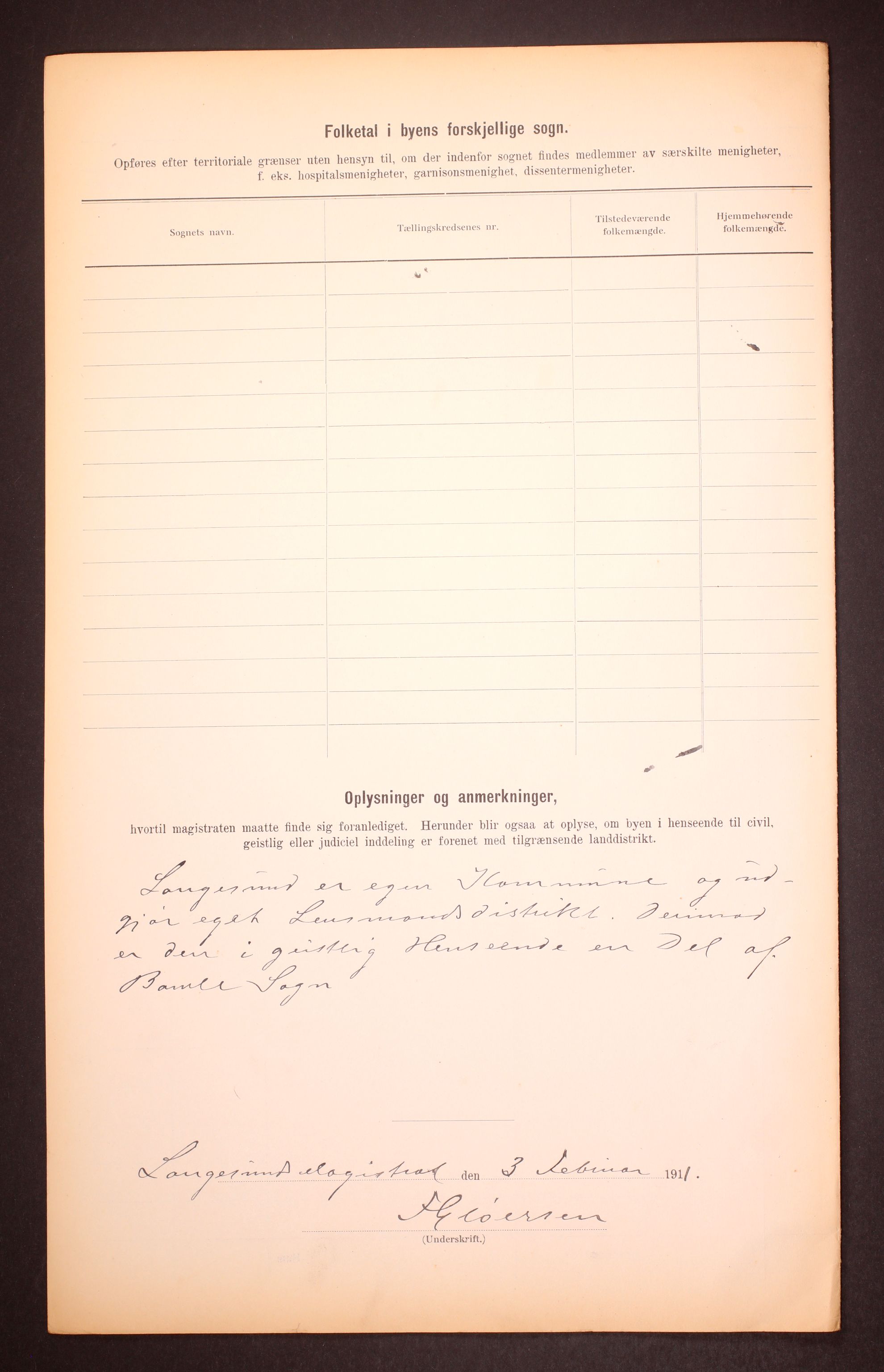 RA, 1910 census for Langesund, 1910, p. 3