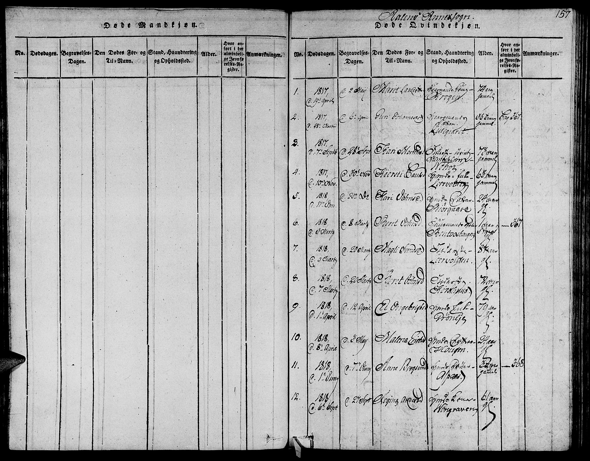 Ministerialprotokoller, klokkerbøker og fødselsregistre - Sør-Trøndelag, AV/SAT-A-1456/685/L0956: Parish register (official) no. 685A03 /3, 1817-1829, p. 157