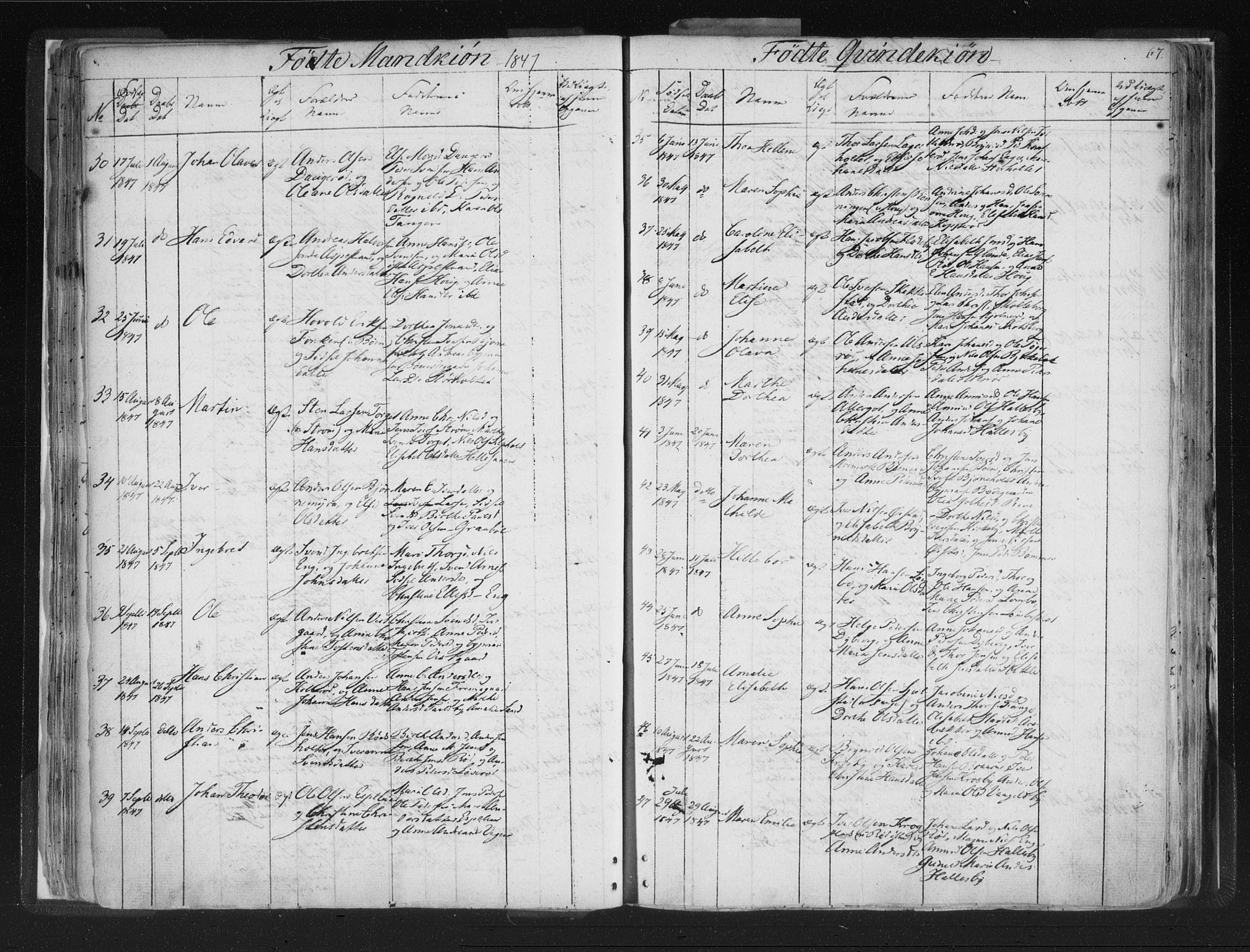 Aremark prestekontor Kirkebøker, AV/SAO-A-10899/F/Fc/L0002: Parish register (official) no. III 2, 1834-1849, p. 67