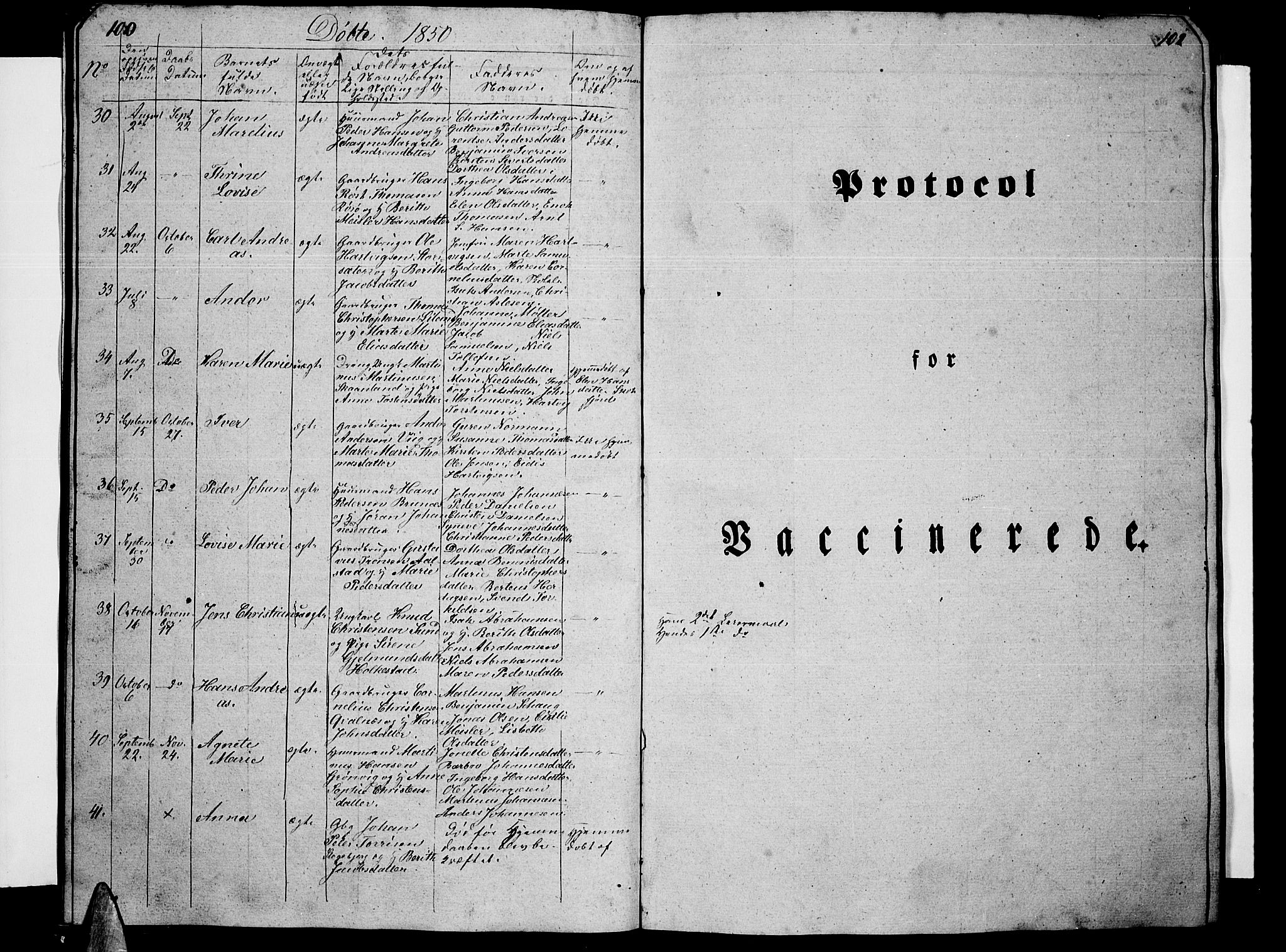 Ministerialprotokoller, klokkerbøker og fødselsregistre - Nordland, AV/SAT-A-1459/855/L0813: Parish register (copy) no. 855C02, 1836-1850, p. 100-101