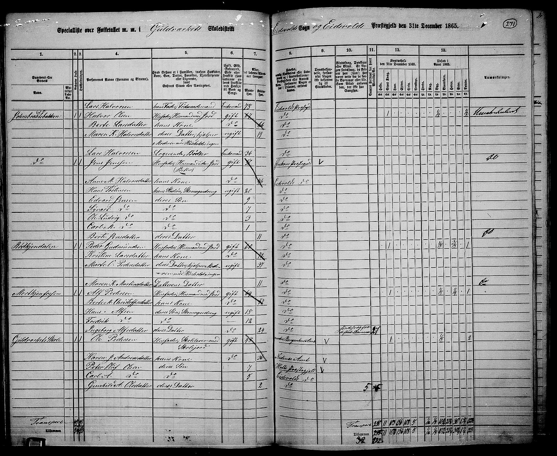 RA, 1865 census for Eidsvoll, 1865, p. 243