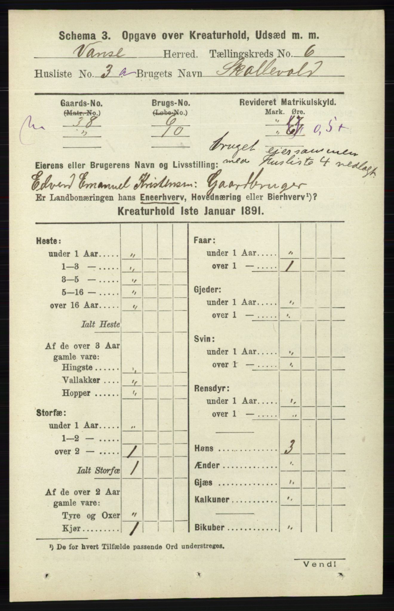 RA, 1891 census for 1041 Vanse, 1891, p. 8967