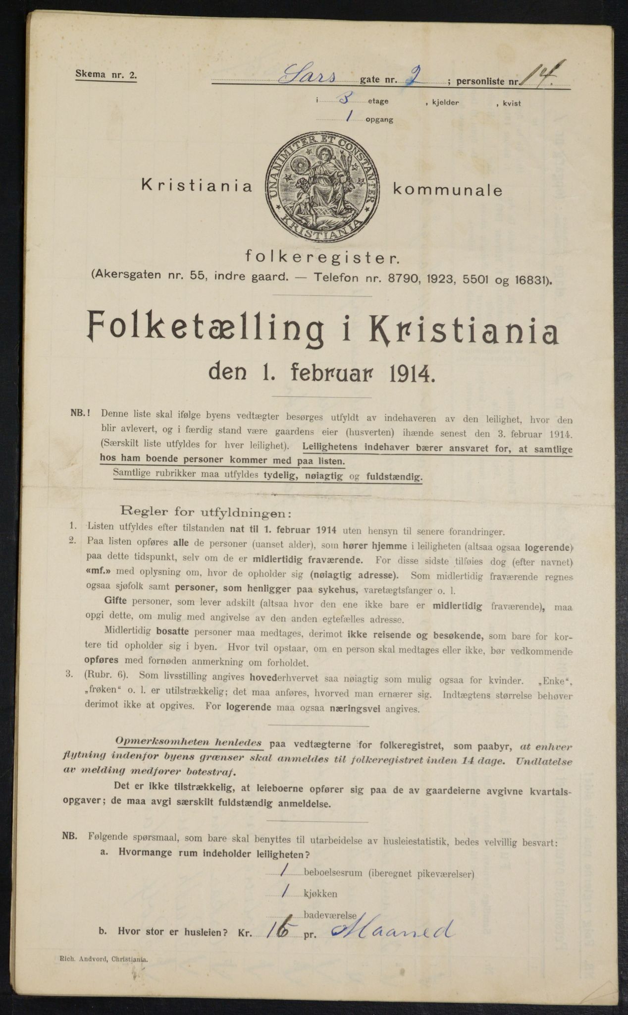 OBA, Municipal Census 1914 for Kristiania, 1914, p. 89036