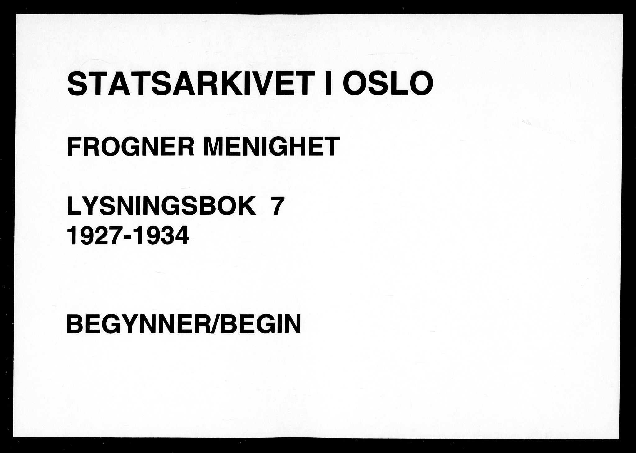 Frogner prestekontor Kirkebøker, AV/SAO-A-10886/H/Ha/L0007: Banns register no. 7, 1927-1934