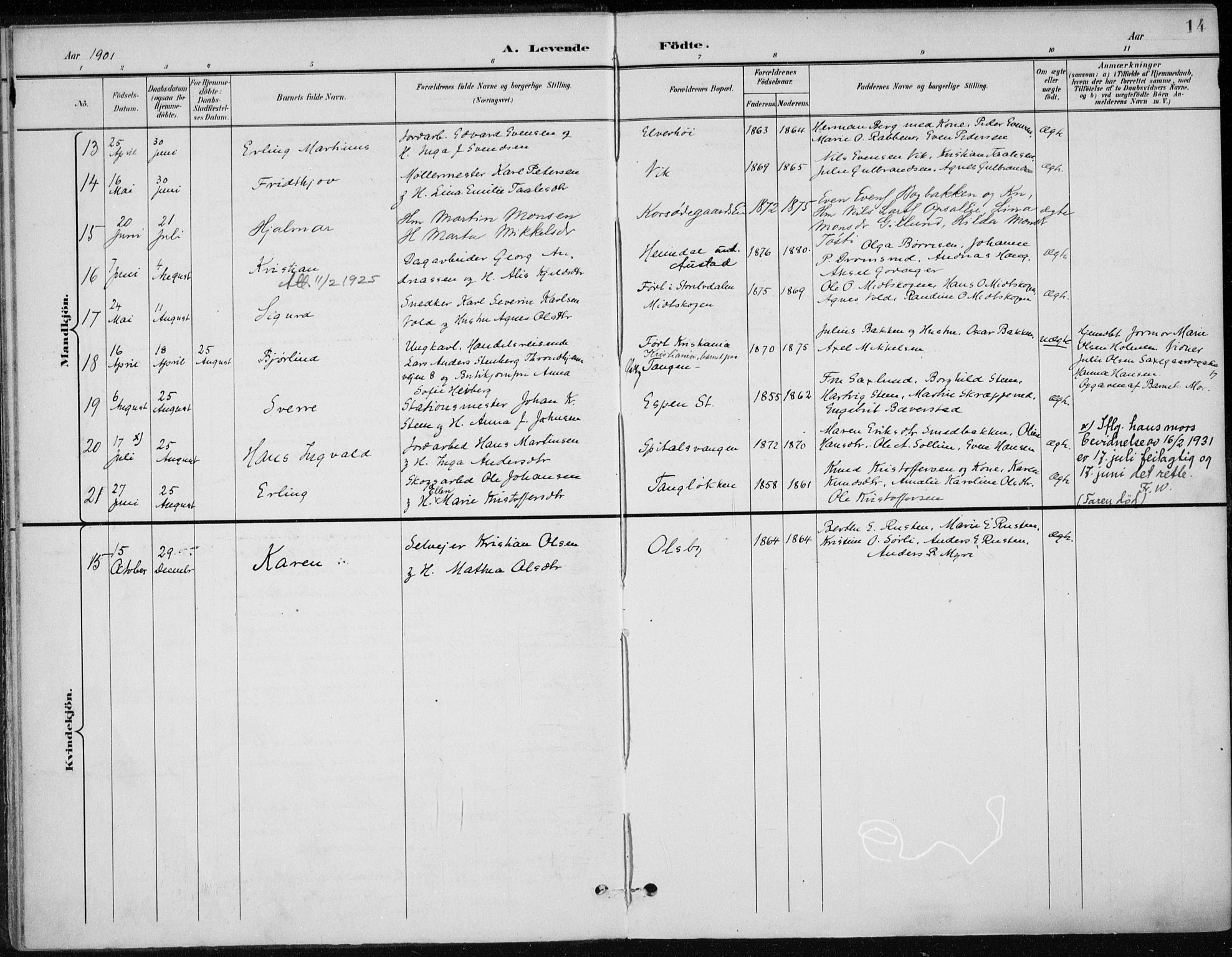 Stange prestekontor, AV/SAH-PREST-002/K/L0023: Parish register (official) no. 23, 1897-1920, p. 14