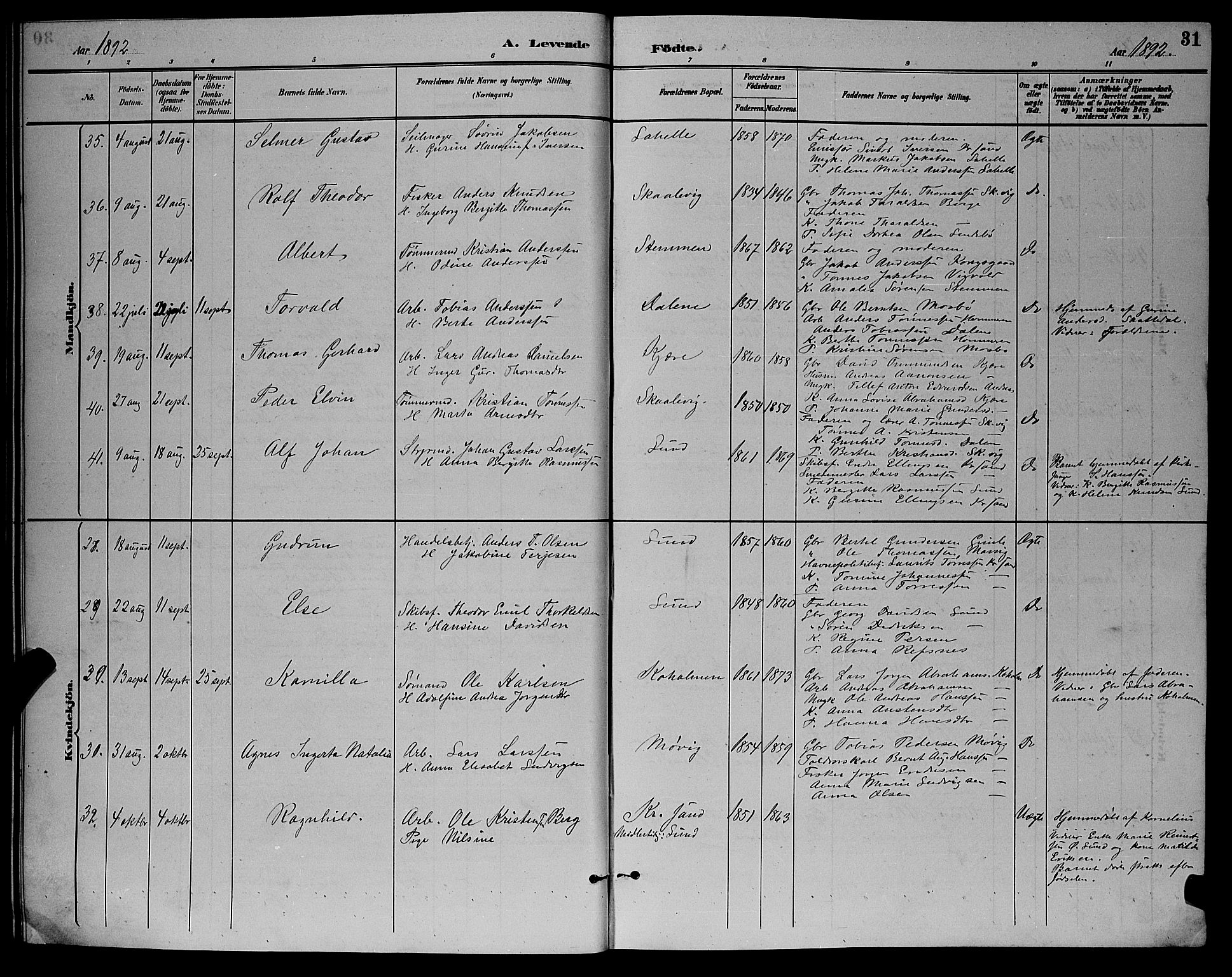 Oddernes sokneprestkontor, AV/SAK-1111-0033/F/Fb/Fba/L0008: Parish register (copy) no. B 8, 1887-1898, p. 31