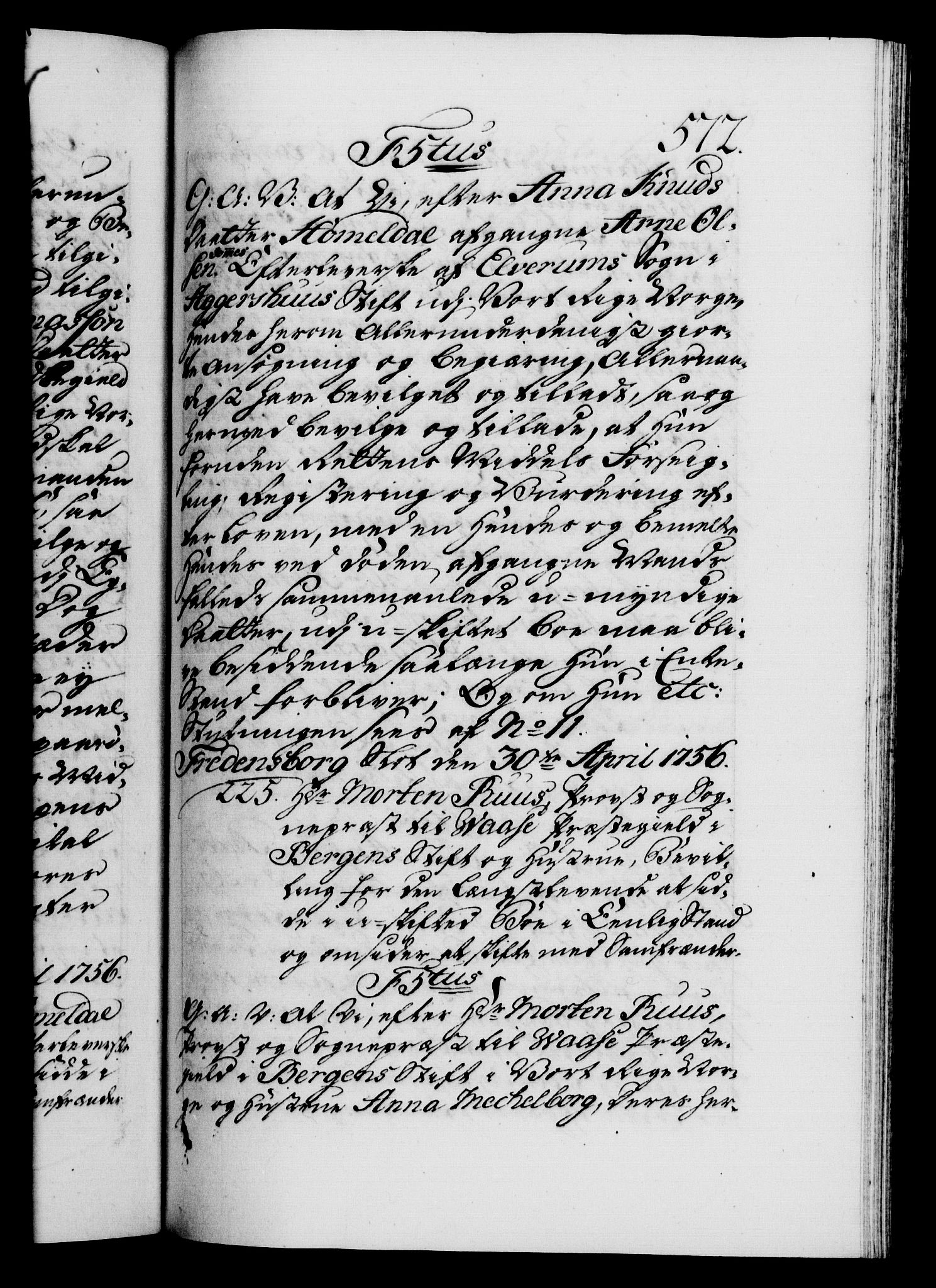 Danske Kanselli 1572-1799, AV/RA-EA-3023/F/Fc/Fca/Fcaa/L0039: Norske registre, 1755-1756, p. 572a