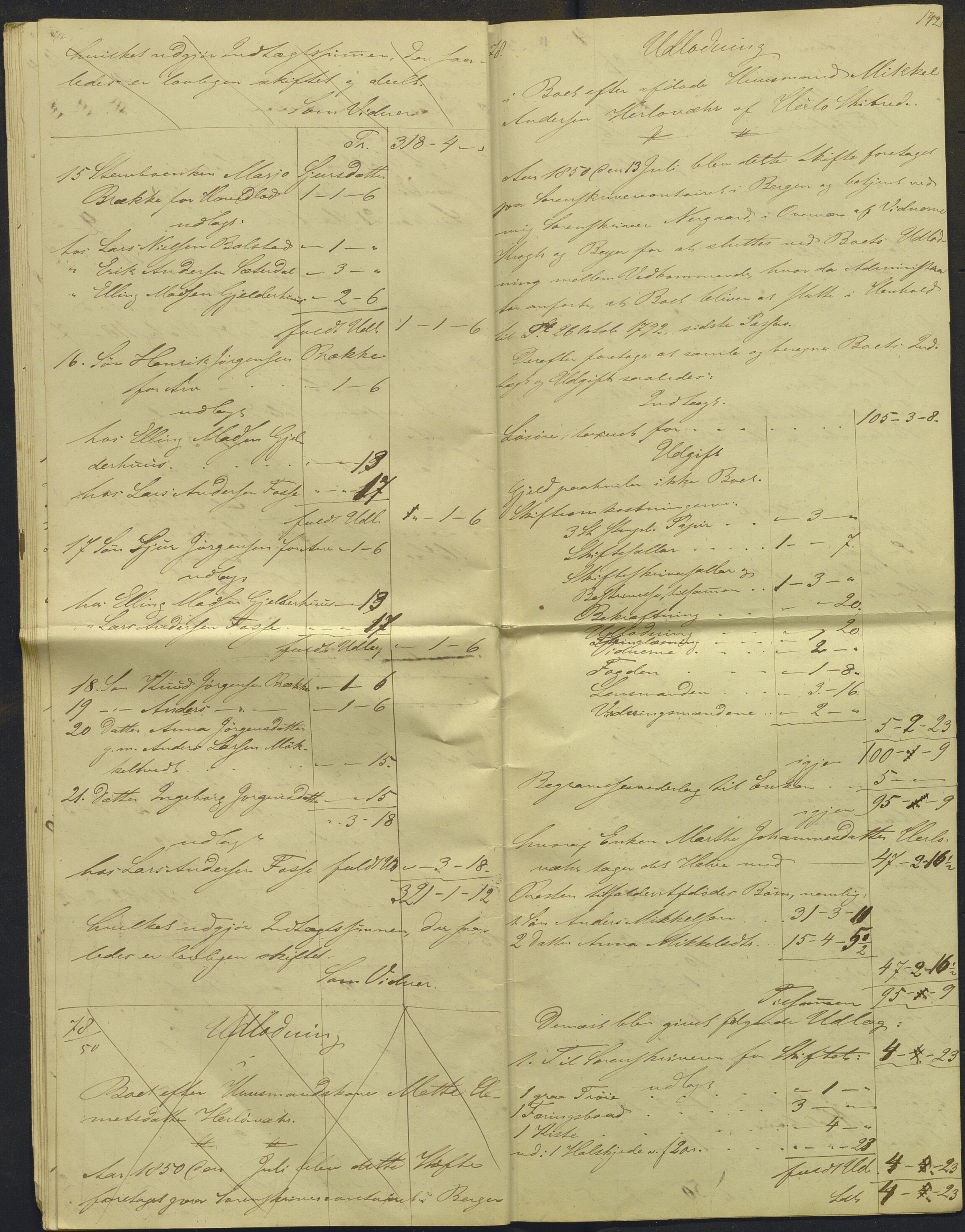 Nordhordland sorenskrivar, AV/SAB-A-2901/1/H/Hd/Hdb/L0001: Konsept til utlodningar, 1850-1852, p. 165