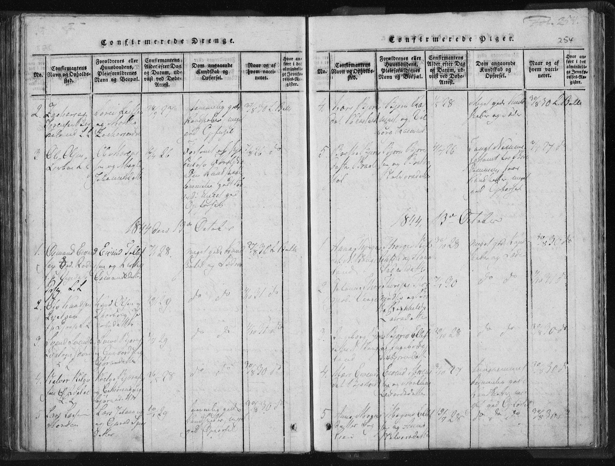 Vikedal sokneprestkontor, AV/SAST-A-101840/01/IV: Parish register (official) no. A 5, 1817-1850, p. 254