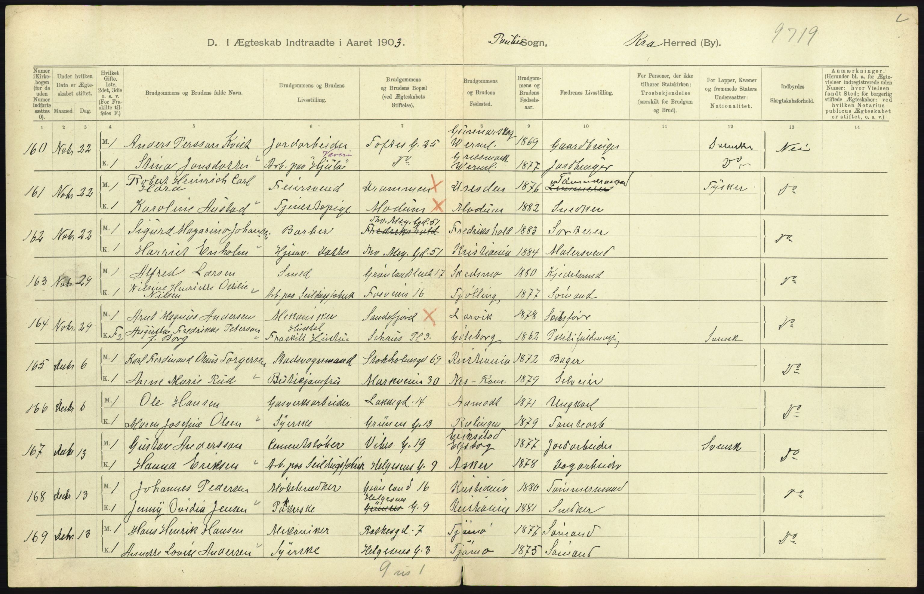 Statistisk sentralbyrå, Sosiodemografiske emner, Befolkning, RA/S-2228/D/Df/Dfa/Dfaa/L0004: Kristiania: Gifte, døde, 1903, p. 475