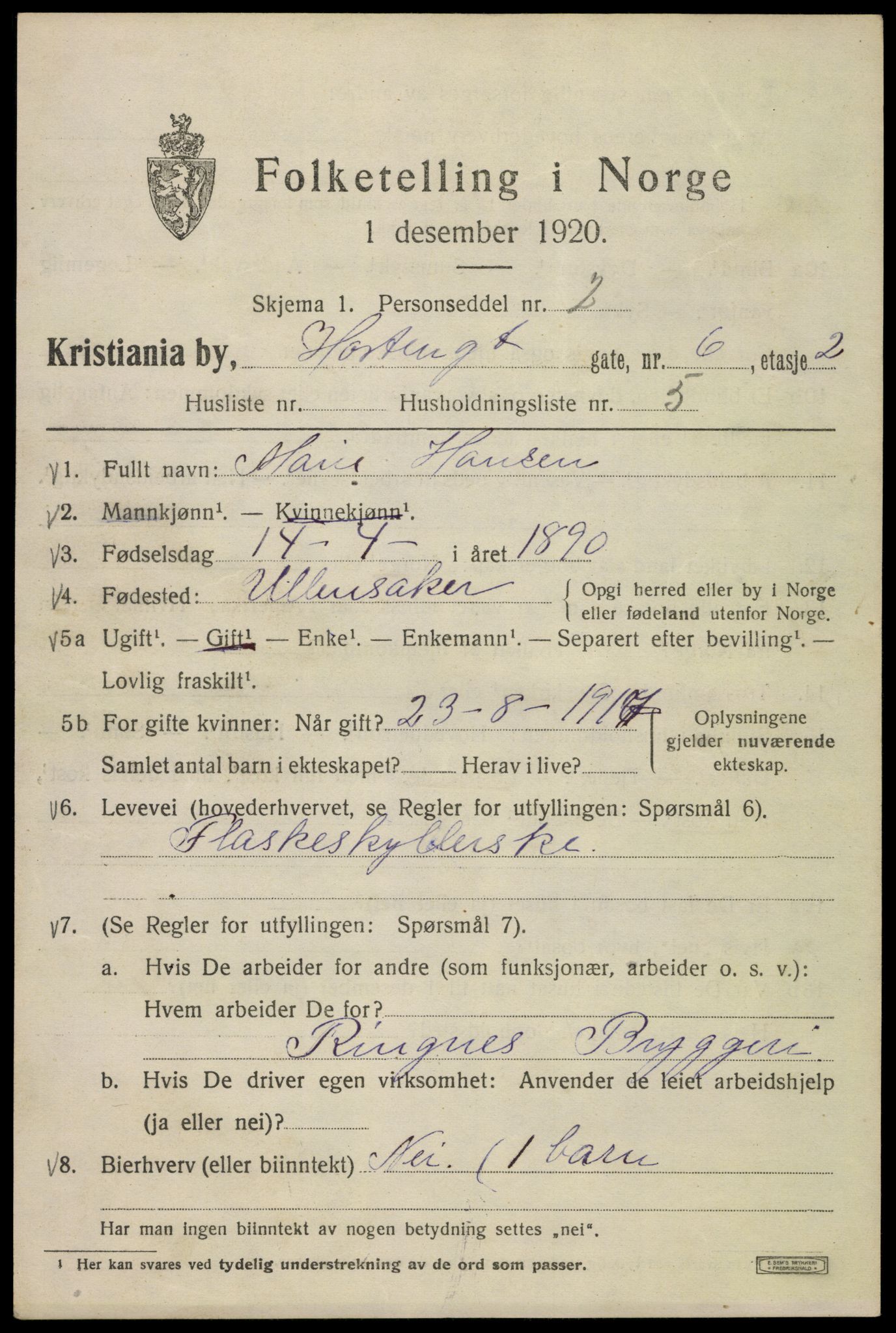 SAO, 1920 census for Kristiania, 1920, p. 299055