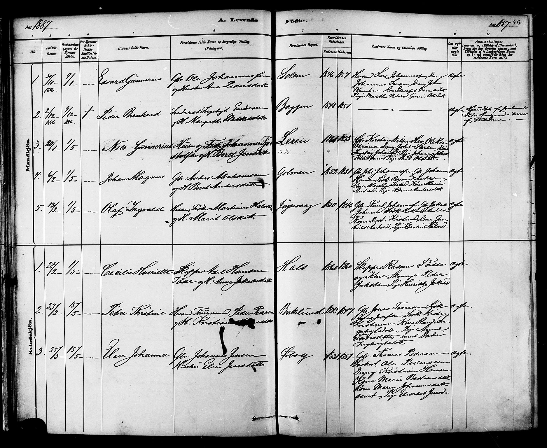 Ministerialprotokoller, klokkerbøker og fødselsregistre - Møre og Romsdal, AV/SAT-A-1454/577/L0896: Parish register (official) no. 577A03, 1880-1898, p. 46