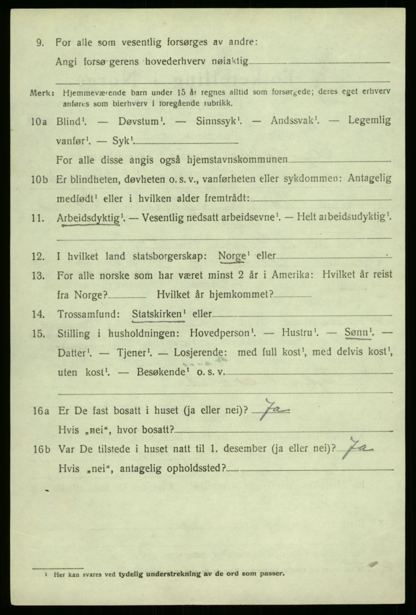 SAB, 1920 census for Aurland, 1920, p. 3873