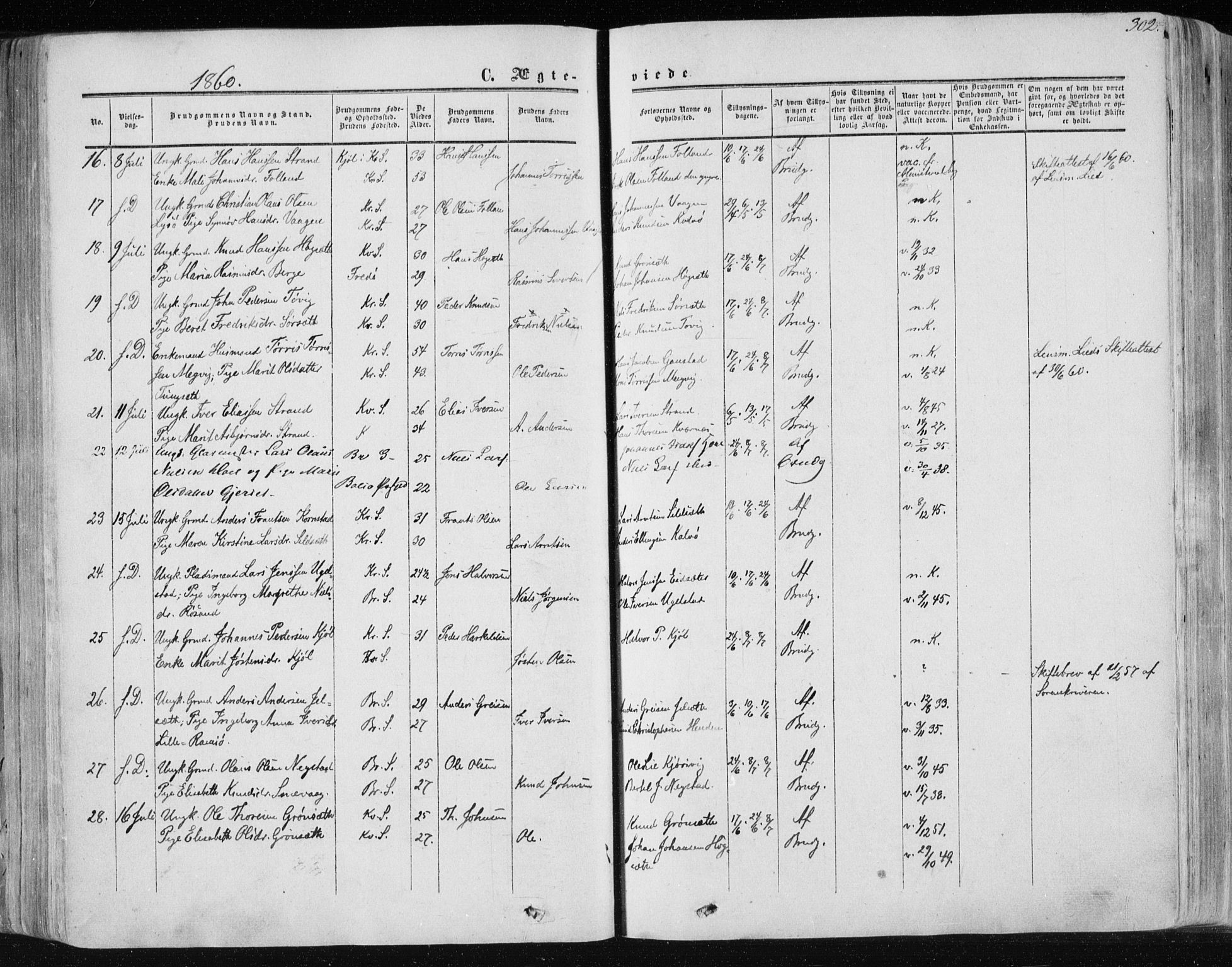 Ministerialprotokoller, klokkerbøker og fødselsregistre - Møre og Romsdal, AV/SAT-A-1454/568/L0804: Parish register (official) no. 568A11, 1854-1868, p. 302