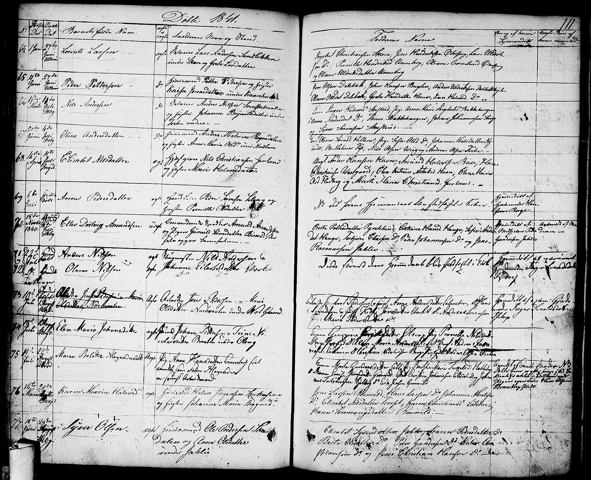 Skjeberg prestekontor Kirkebøker, AV/SAO-A-10923/F/Fa/L0005: Parish register (official) no. I 5, 1830-1845, p. 111