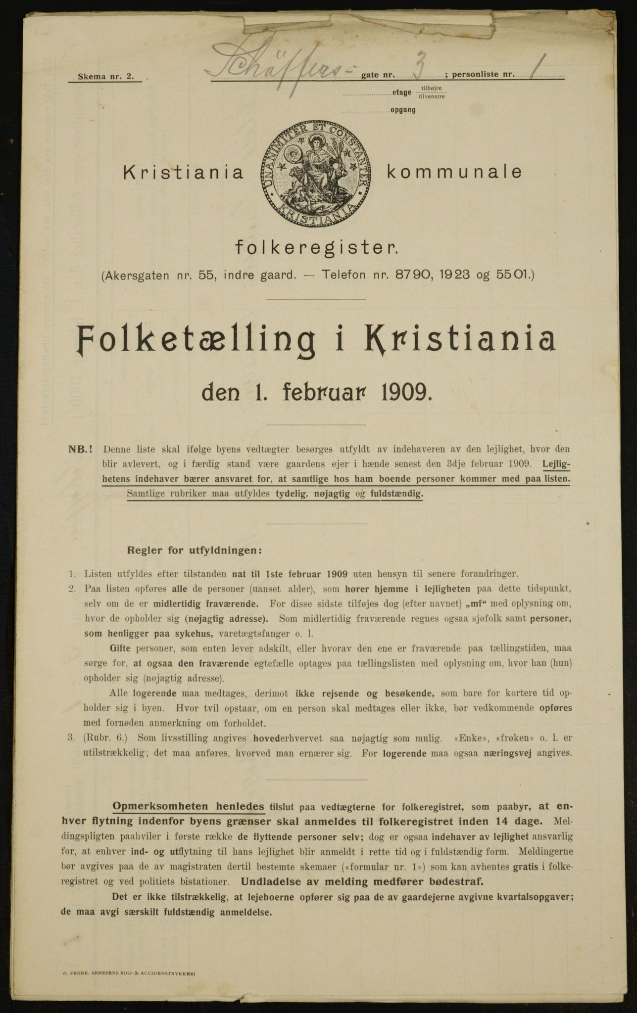 OBA, Municipal Census 1909 for Kristiania, 1909, p. 84396