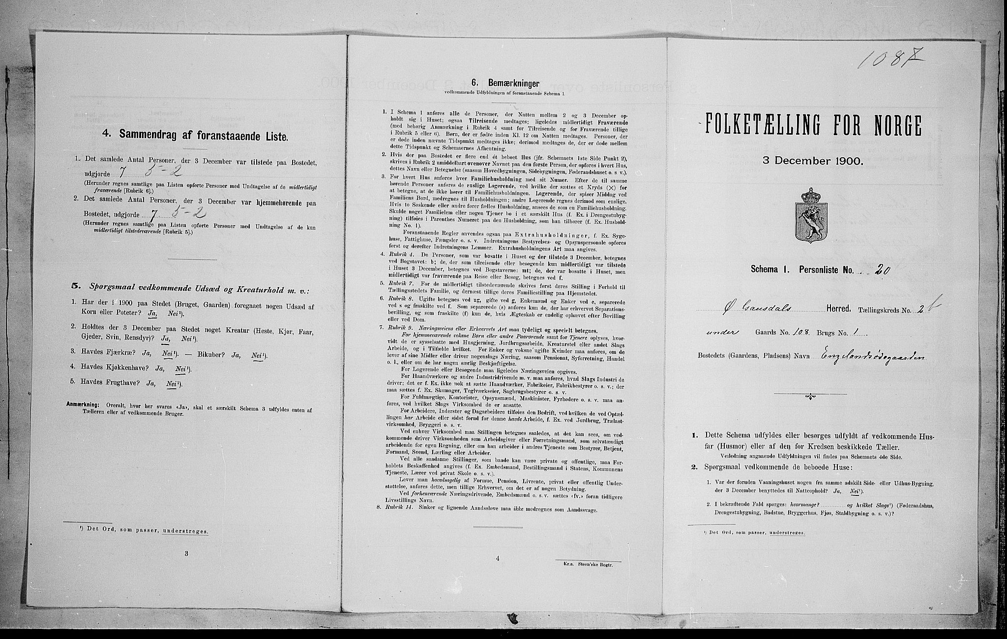 SAH, 1900 census for Østre Gausdal, 1900, p. 411