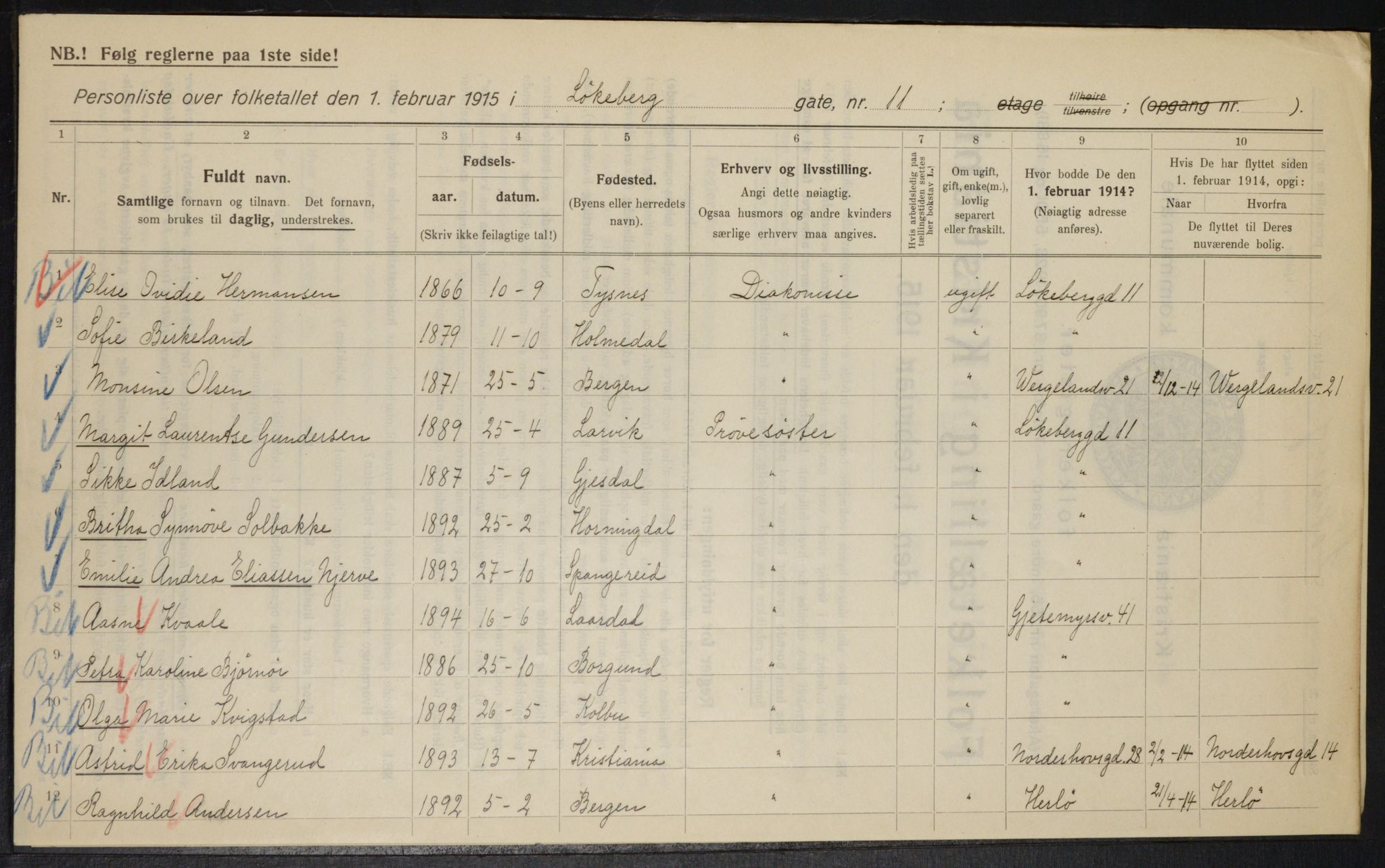 OBA, Municipal Census 1915 for Kristiania, 1915, p. 58002