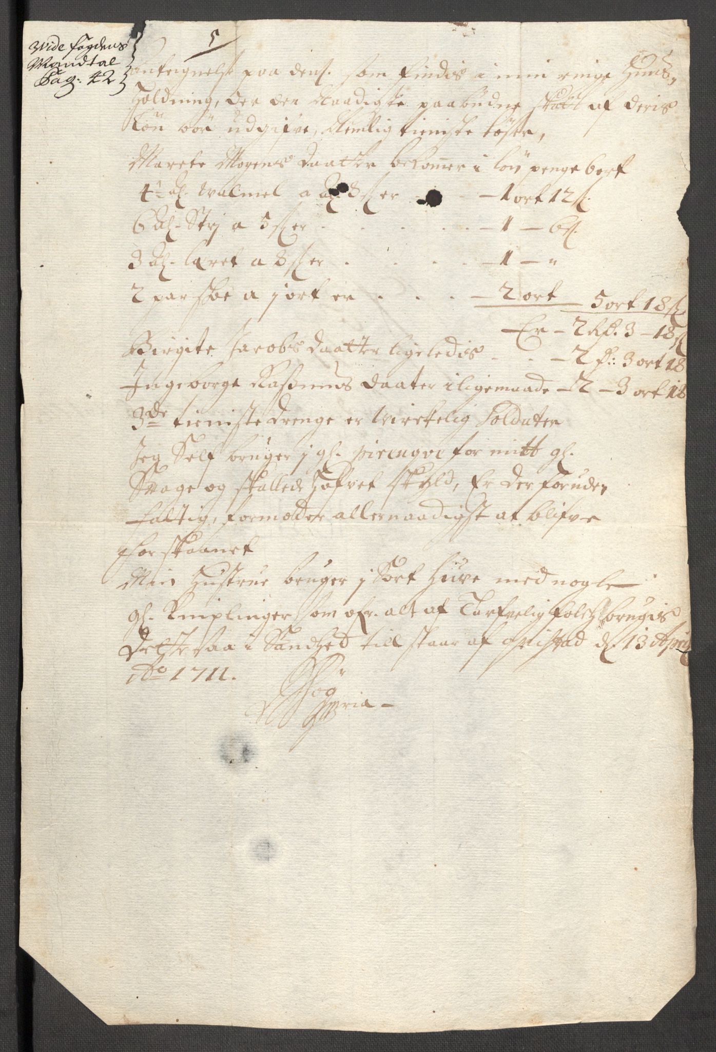 Rentekammeret inntil 1814, Reviderte regnskaper, Fogderegnskap, RA/EA-4092/R63/L4319: Fogderegnskap Inderøy, 1711, p. 307
