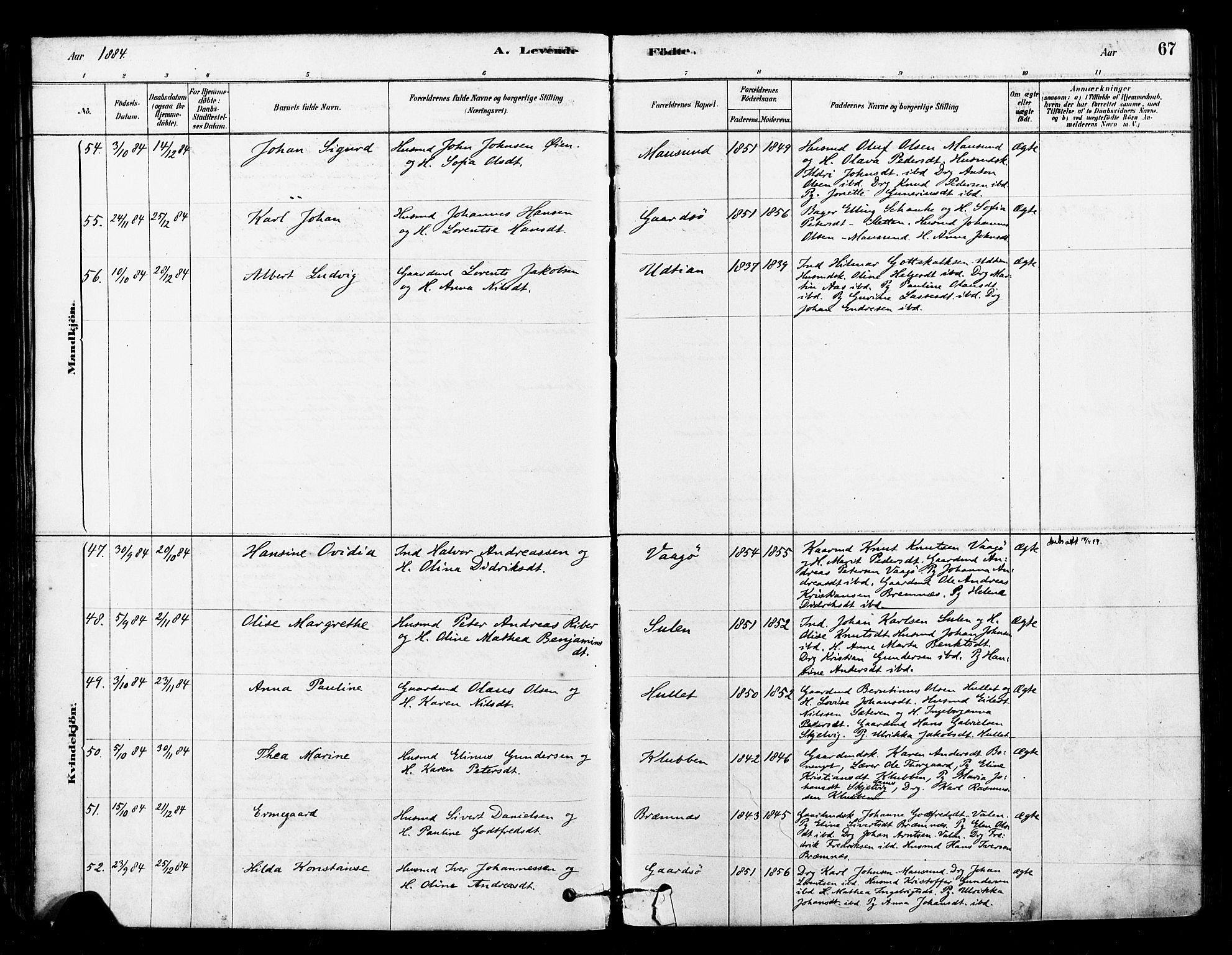 Ministerialprotokoller, klokkerbøker og fødselsregistre - Sør-Trøndelag, SAT/A-1456/640/L0578: Parish register (official) no. 640A03, 1879-1889, p. 67