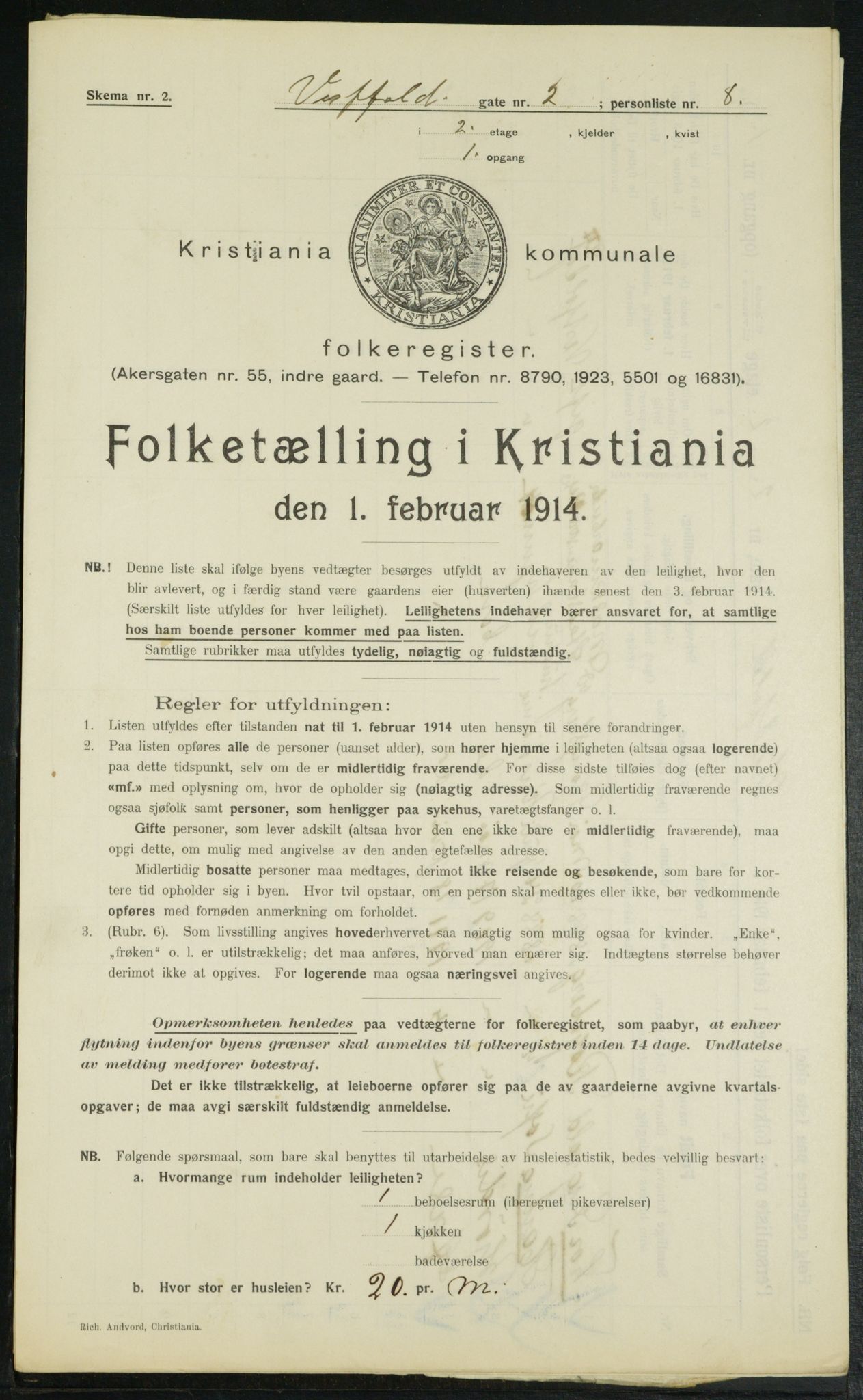 OBA, Municipal Census 1914 for Kristiania, 1914, p. 123470