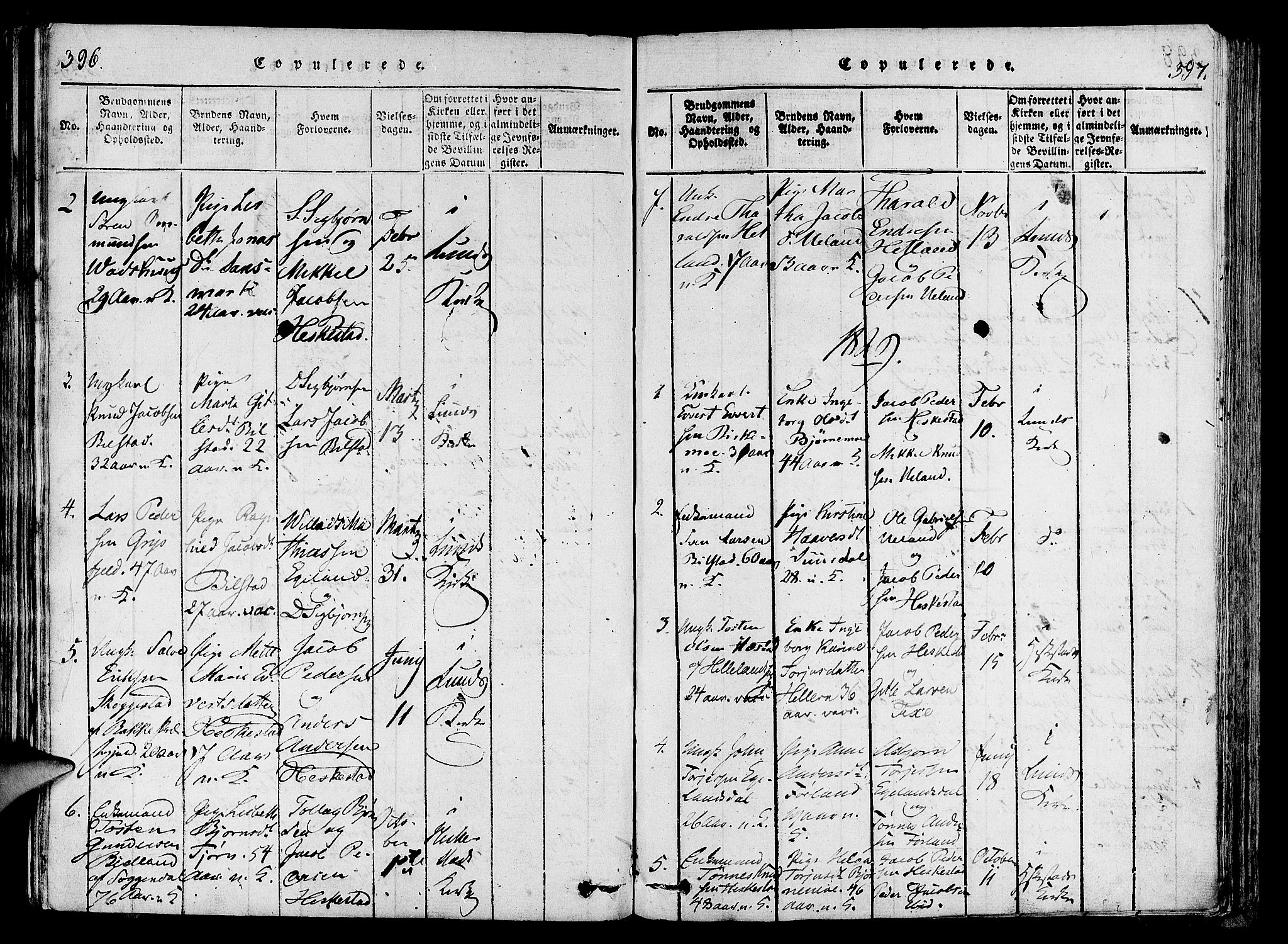 Lund sokneprestkontor, SAST/A-101809/S06/L0006: Parish register (official) no. A 6, 1816-1839, p. 396-397