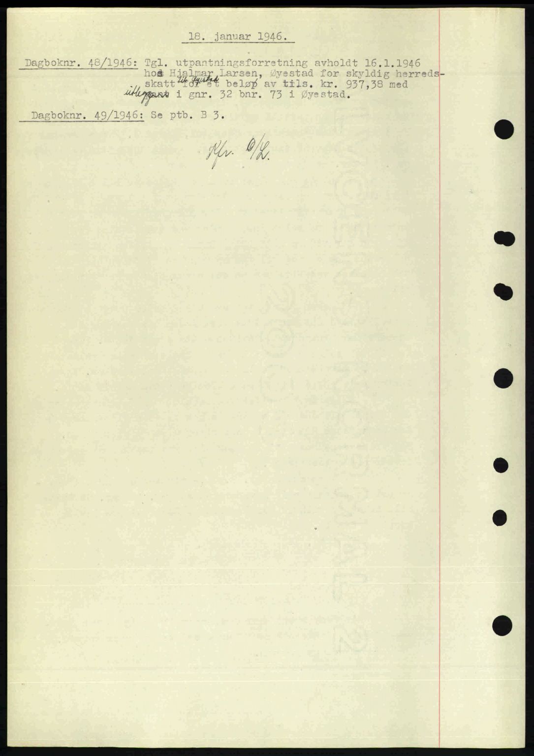 Nedenes sorenskriveri, SAK/1221-0006/G/Gb/Gba/L0054: Mortgage book no. A6c, 1946-1946, Diary no: : 48/1946