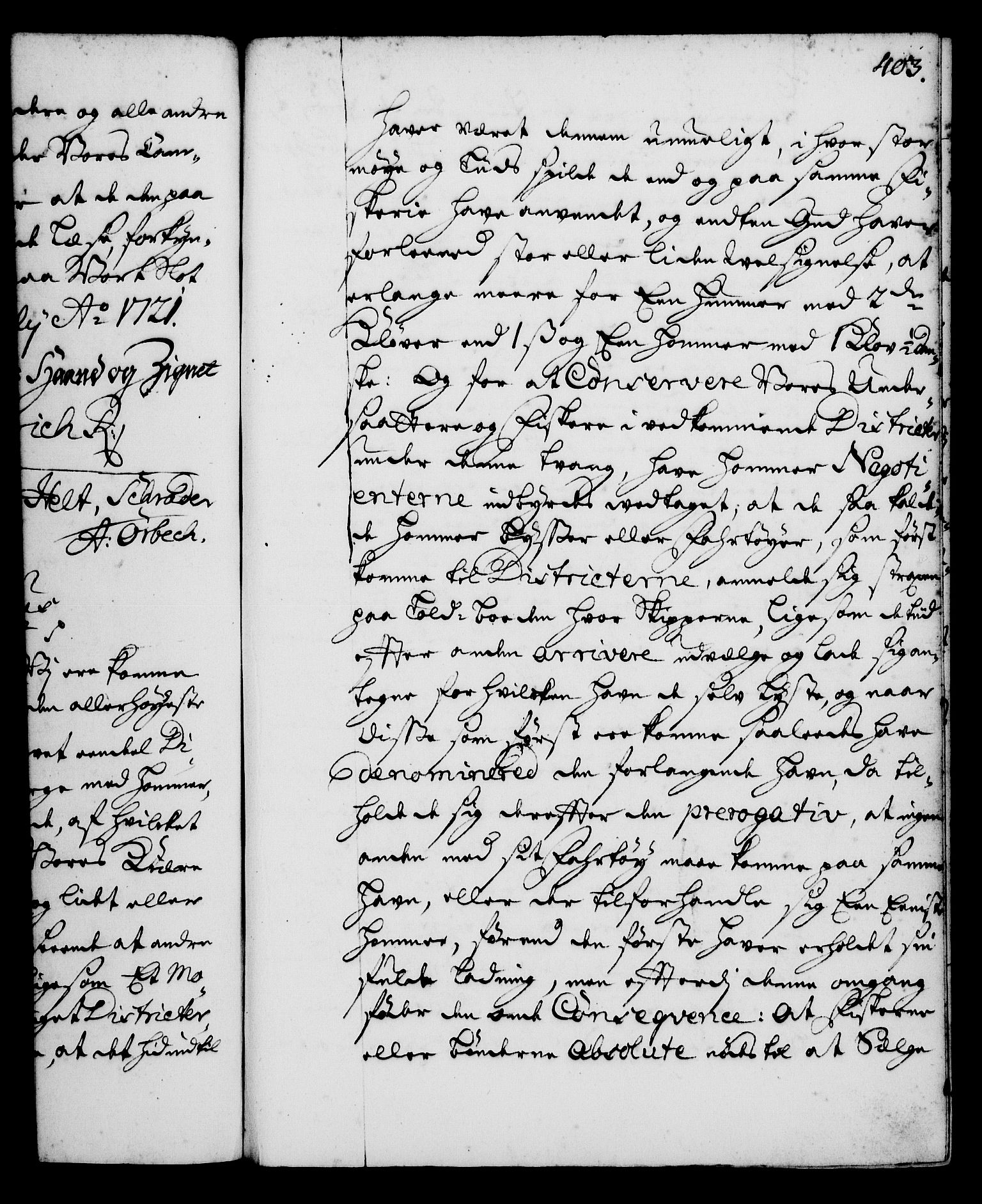 Rentekammeret, Kammerkanselliet, RA/EA-3111/G/Gg/Gga/L0001: Norsk ekspedisjonsprotokoll med register (merket RK 53.1), 1720-1723, p. 403
