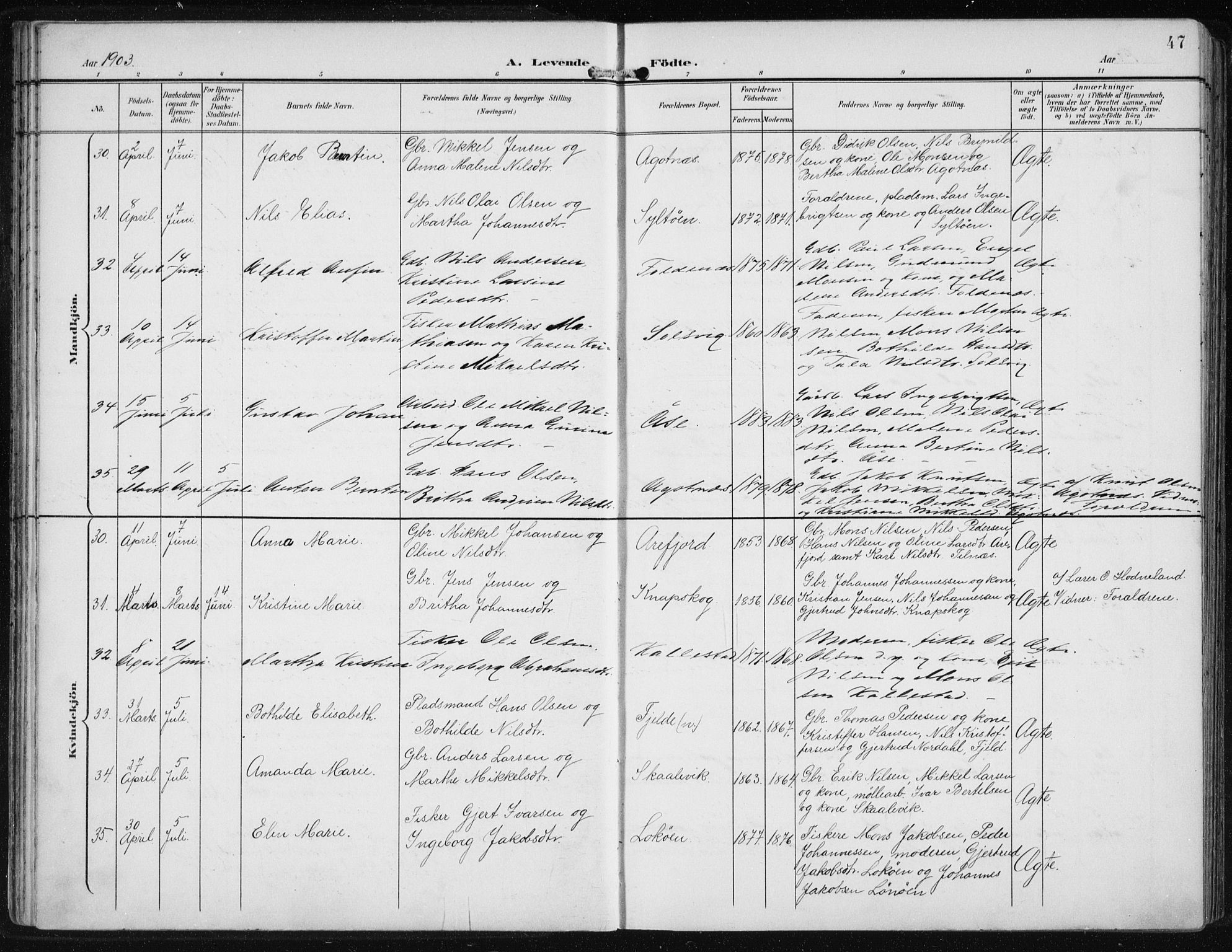 Fjell sokneprestembete, SAB/A-75301/H/Haa: Parish register (official) no. A  9, 1899-1910, p. 47
