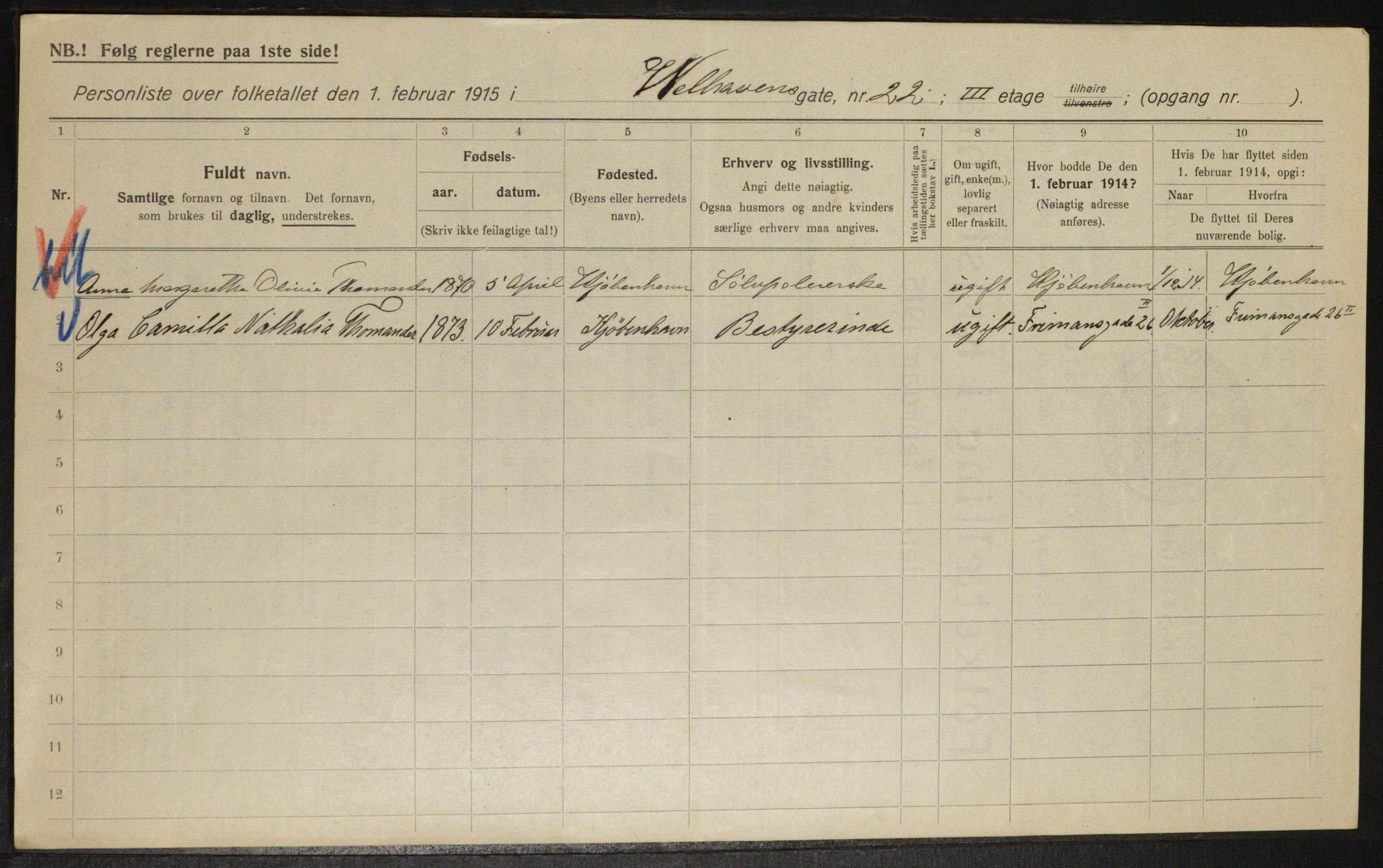 OBA, Municipal Census 1915 for Kristiania, 1915, p. 128333