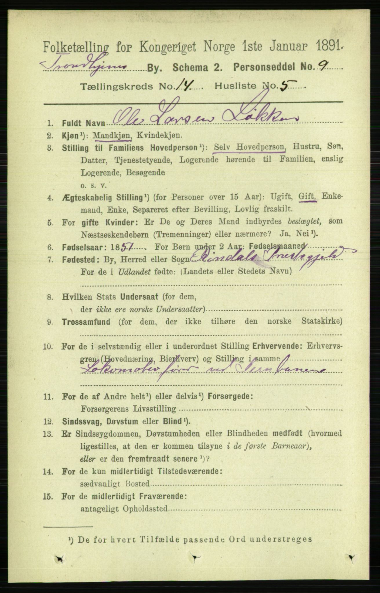 RA, 1891 census for 1601 Trondheim, 1891, p. 10946