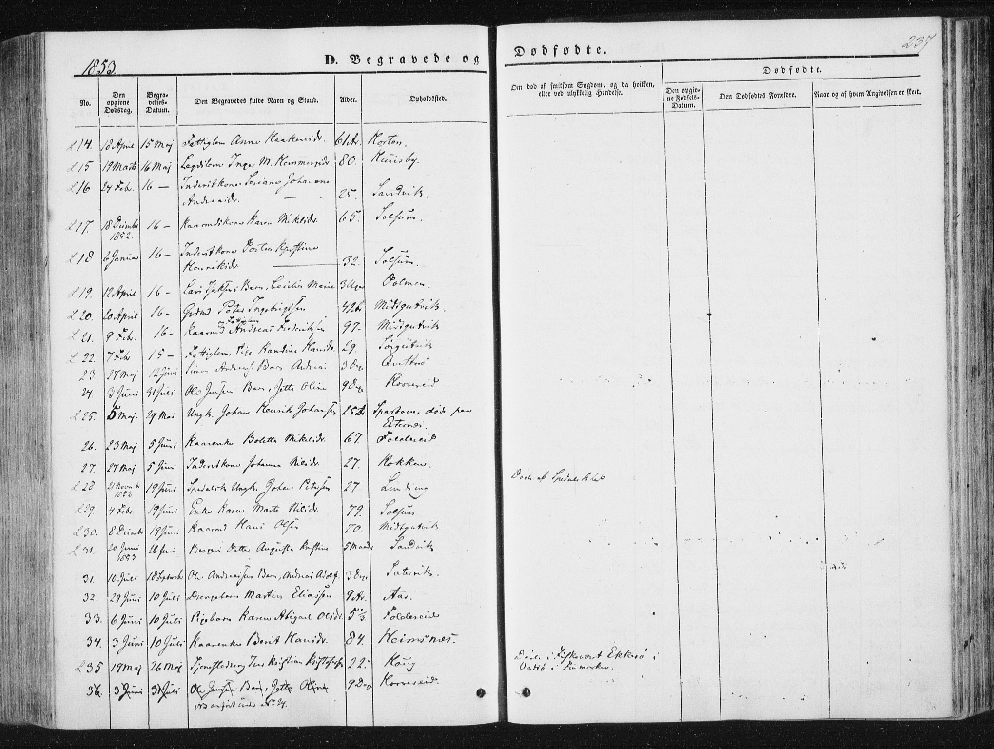 Ministerialprotokoller, klokkerbøker og fødselsregistre - Nord-Trøndelag, AV/SAT-A-1458/780/L0640: Parish register (official) no. 780A05, 1845-1856, p. 237