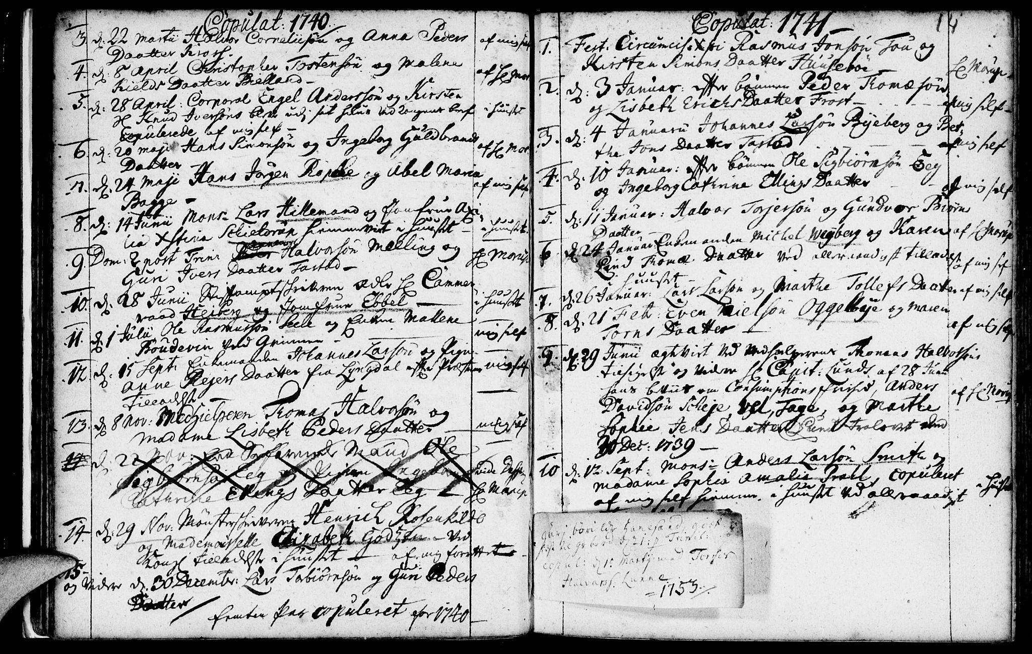 Domkirken sokneprestkontor, SAST/A-101812/001/30/30BA/L0003: Parish register (official) no. A 3 /1, 1738-1760, p. 14