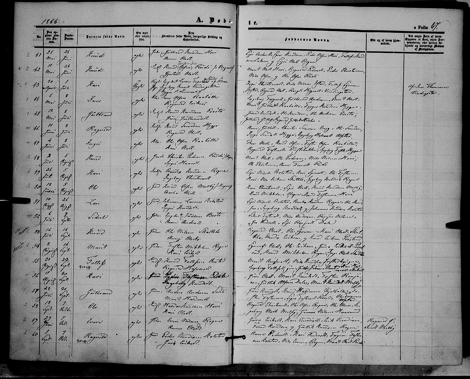 Øystre Slidre prestekontor, AV/SAH-PREST-138/H/Ha/Haa/L0001: Parish register (official) no. 1, 1849-1874, p. 67