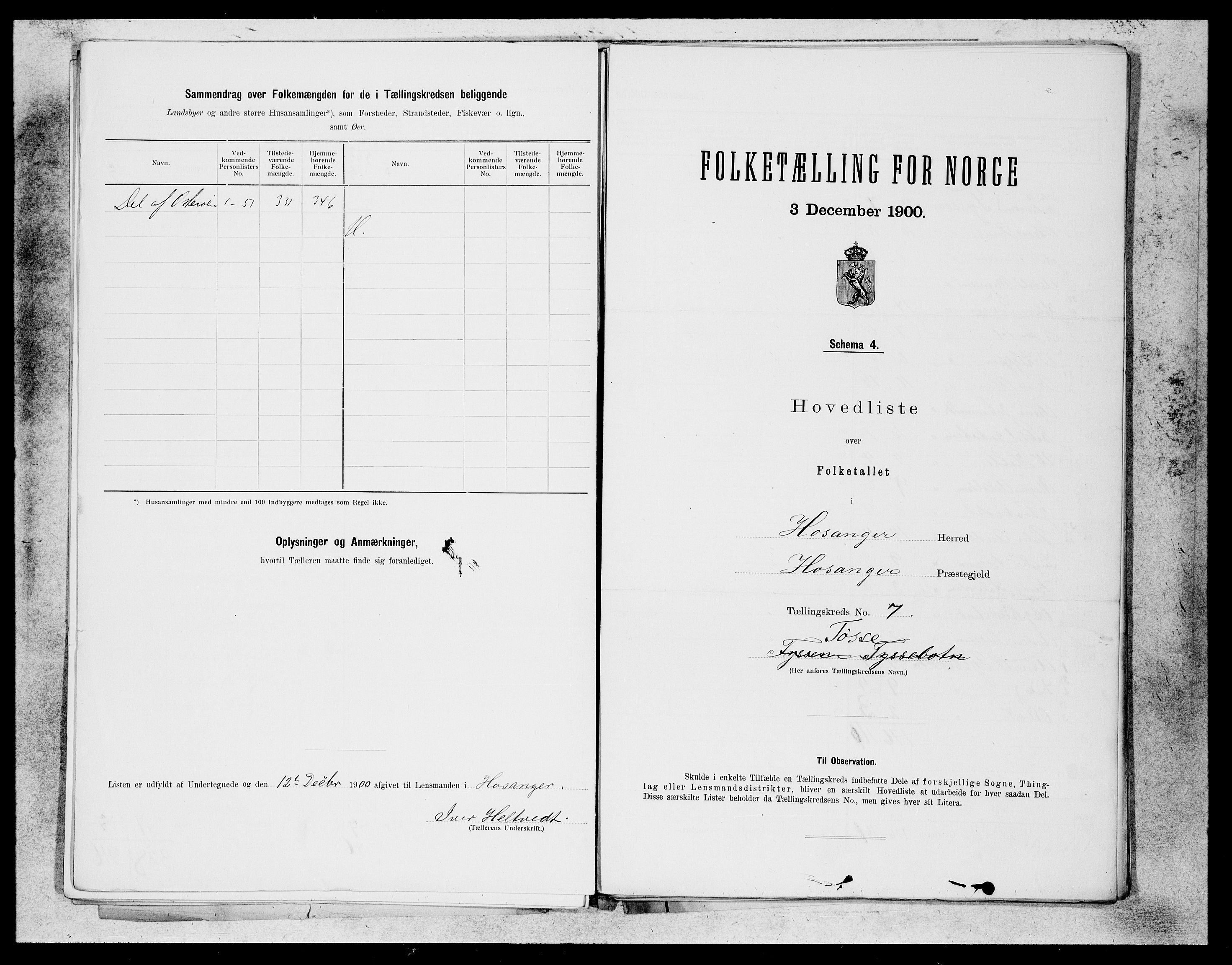 SAB, 1900 census for Hosanger, 1900, p. 13