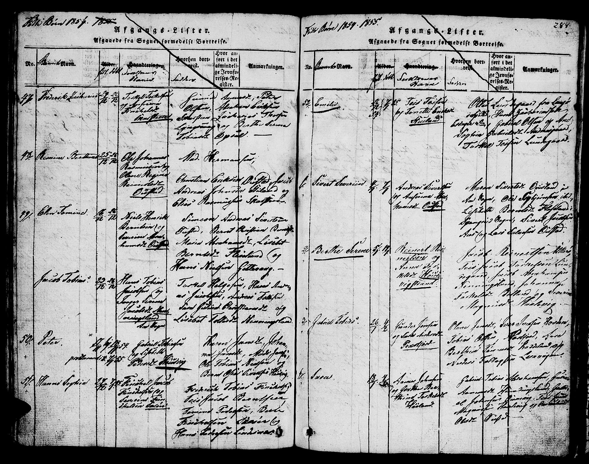 Lyngdal sokneprestkontor, SAK/1111-0029/F/Fb/Fba/L0001: Parish register (copy) no. B 1, 1816-1876, p. 288