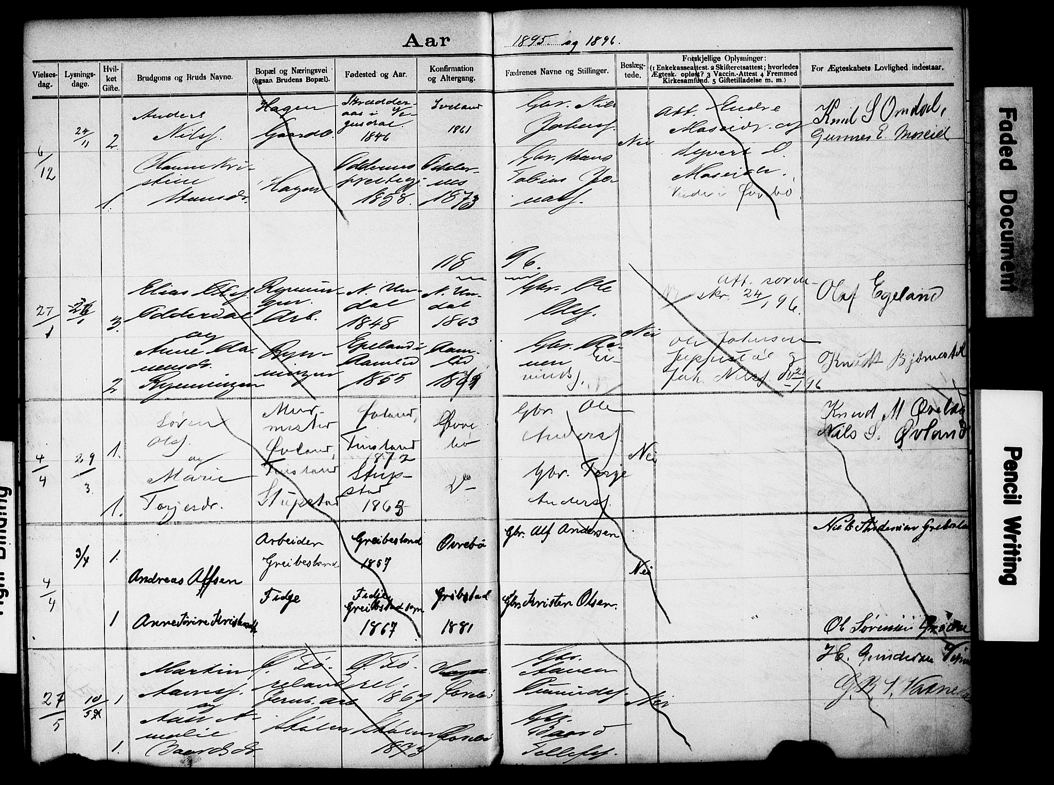 Vennesla sokneprestkontor, AV/SAK-1111-0045/J/L0032/0004: Banns register no. II 5 2, 1892-1917, p. 17