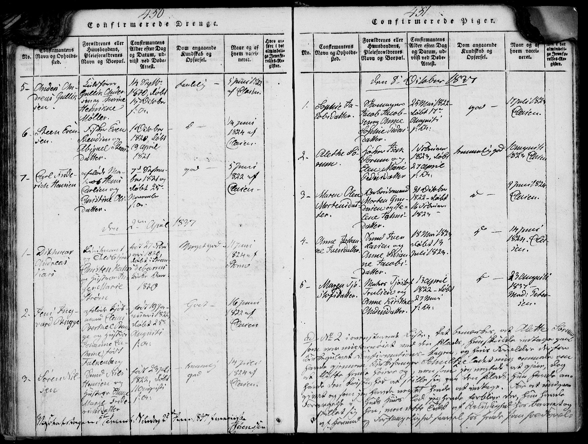 Larvik kirkebøker, AV/SAKO-A-352/F/Fb/L0002: Parish register (official) no. II 2, 1818-1842, p. 450-451