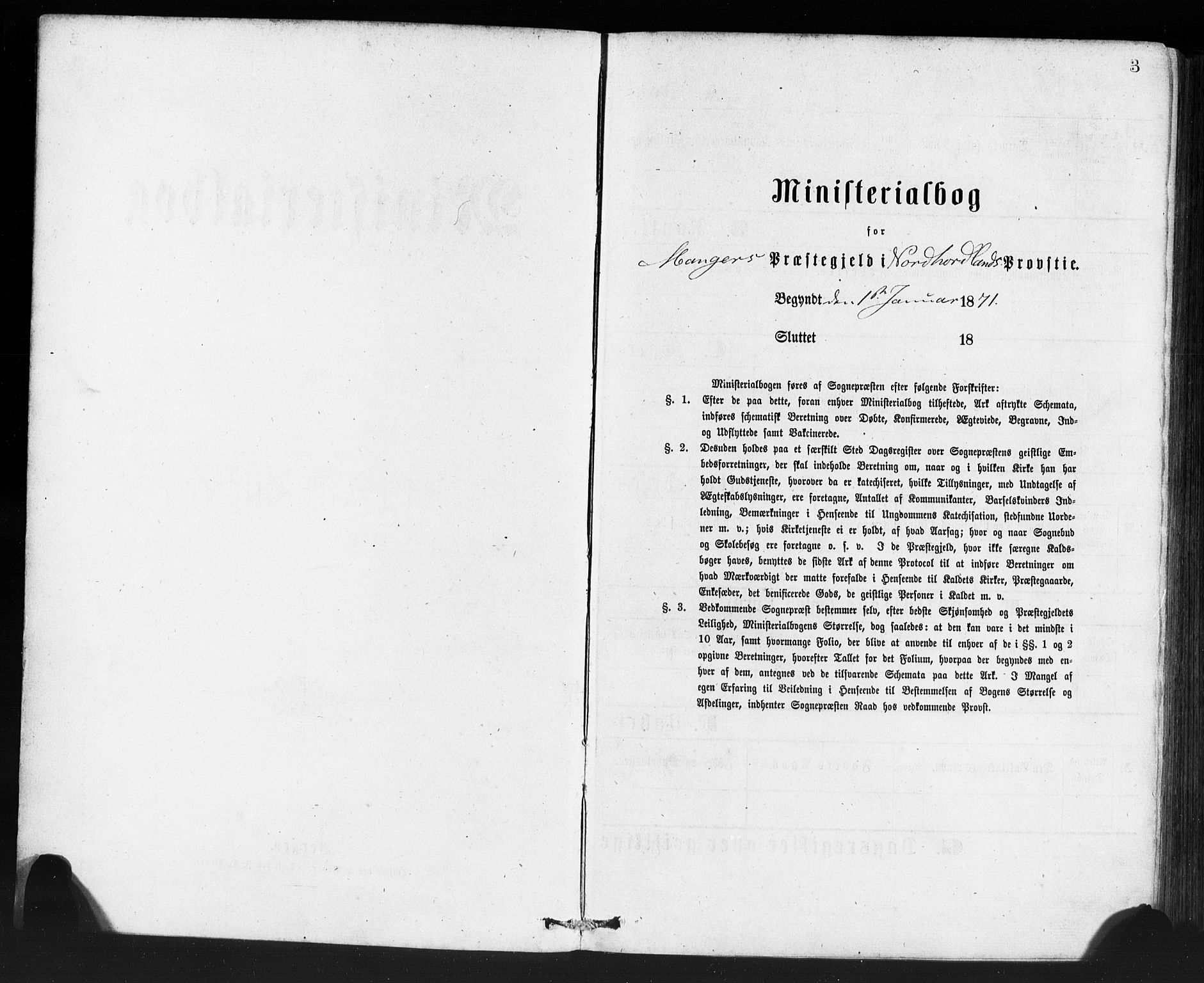 Manger sokneprestembete, AV/SAB-A-76801/H/Haa: Parish register (official) no. A 8, 1871-1880, p. 3