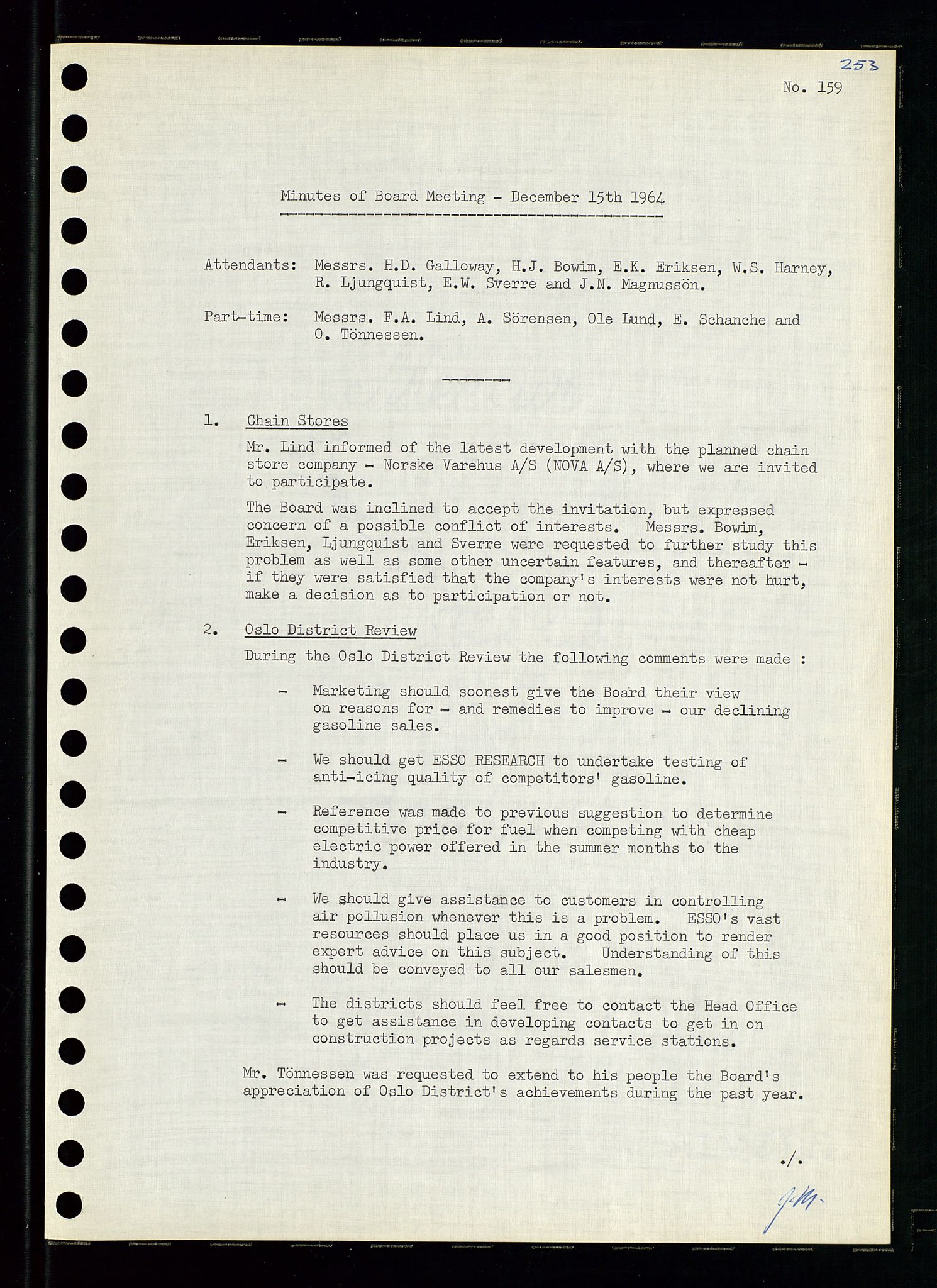 Pa 0982 - Esso Norge A/S, AV/SAST-A-100448/A/Aa/L0001/0004: Den administrerende direksjon Board minutes (styrereferater) / Den administrerende direksjon Board minutes (styrereferater), 1963-1964, p. 9