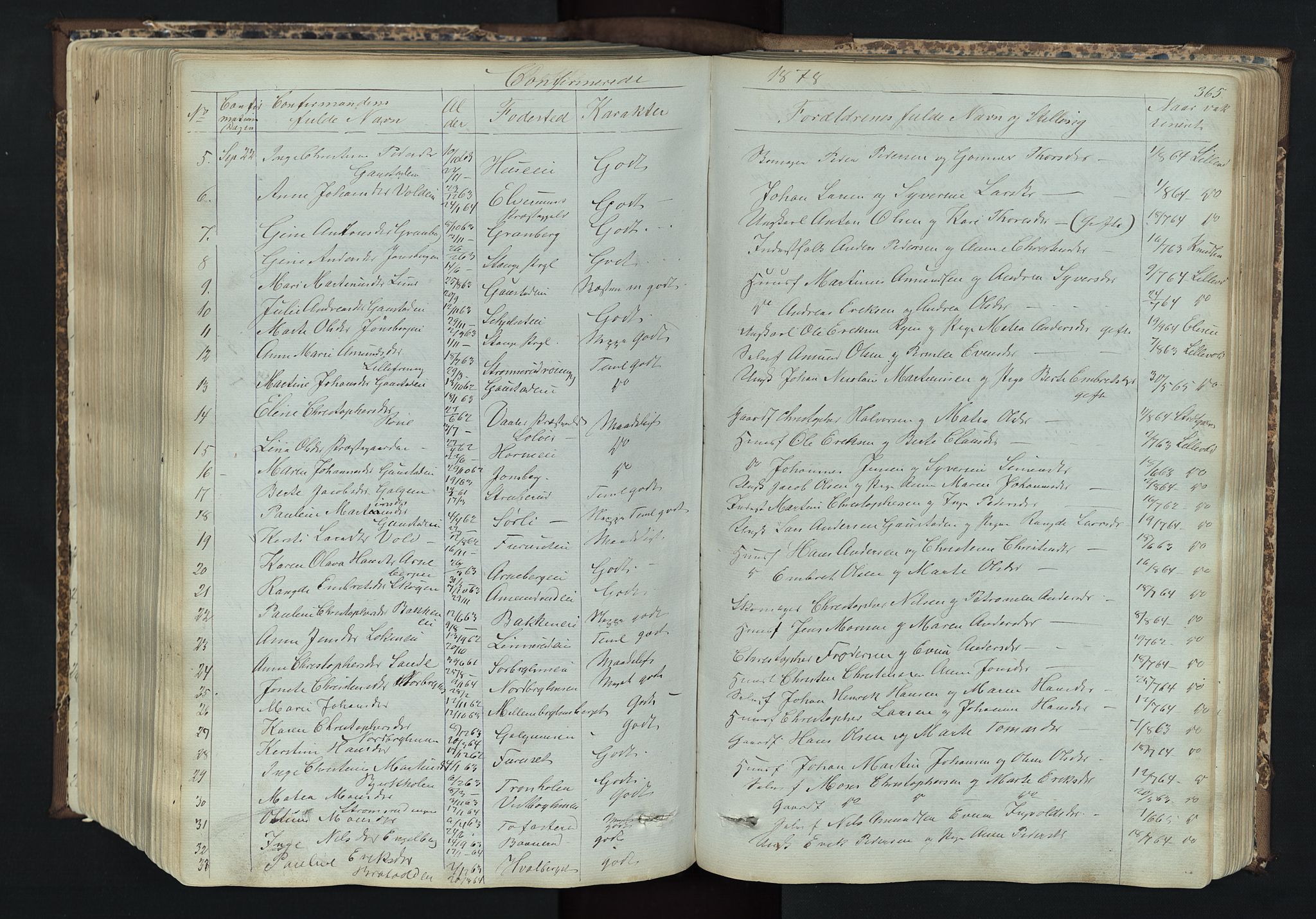 Romedal prestekontor, SAH/PREST-004/L/L0011: Parish register (copy) no. 11, 1867-1895, p. 365