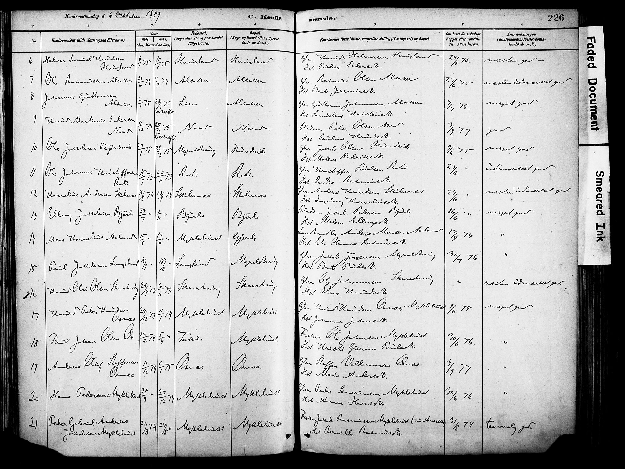 Eid sokneprestembete, AV/SAB-A-82301/H/Haa/Haab/L0001: Parish register (official) no. B 1, 1879-1906, p. 226