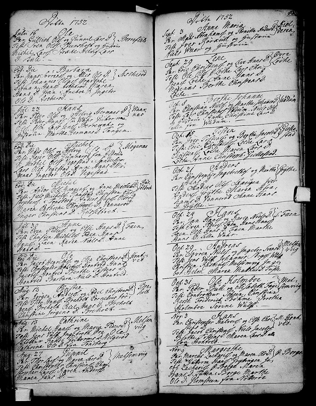 Stokke kirkebøker, AV/SAKO-A-320/F/Fa/L0002: Parish register (official) no. I 2, 1732-1770, p. 88