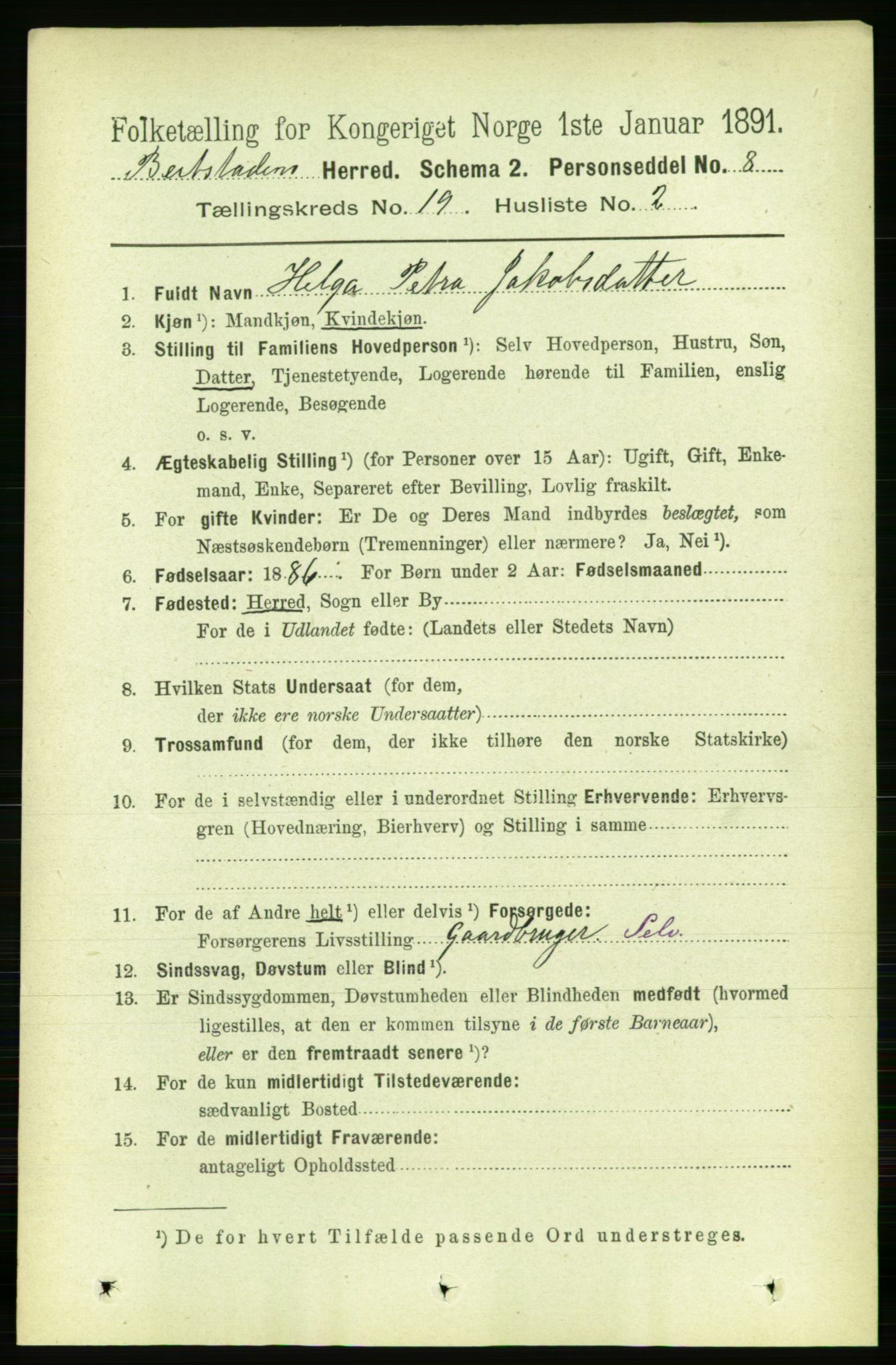 RA, 1891 census for 1727 Beitstad, 1891, p. 4830