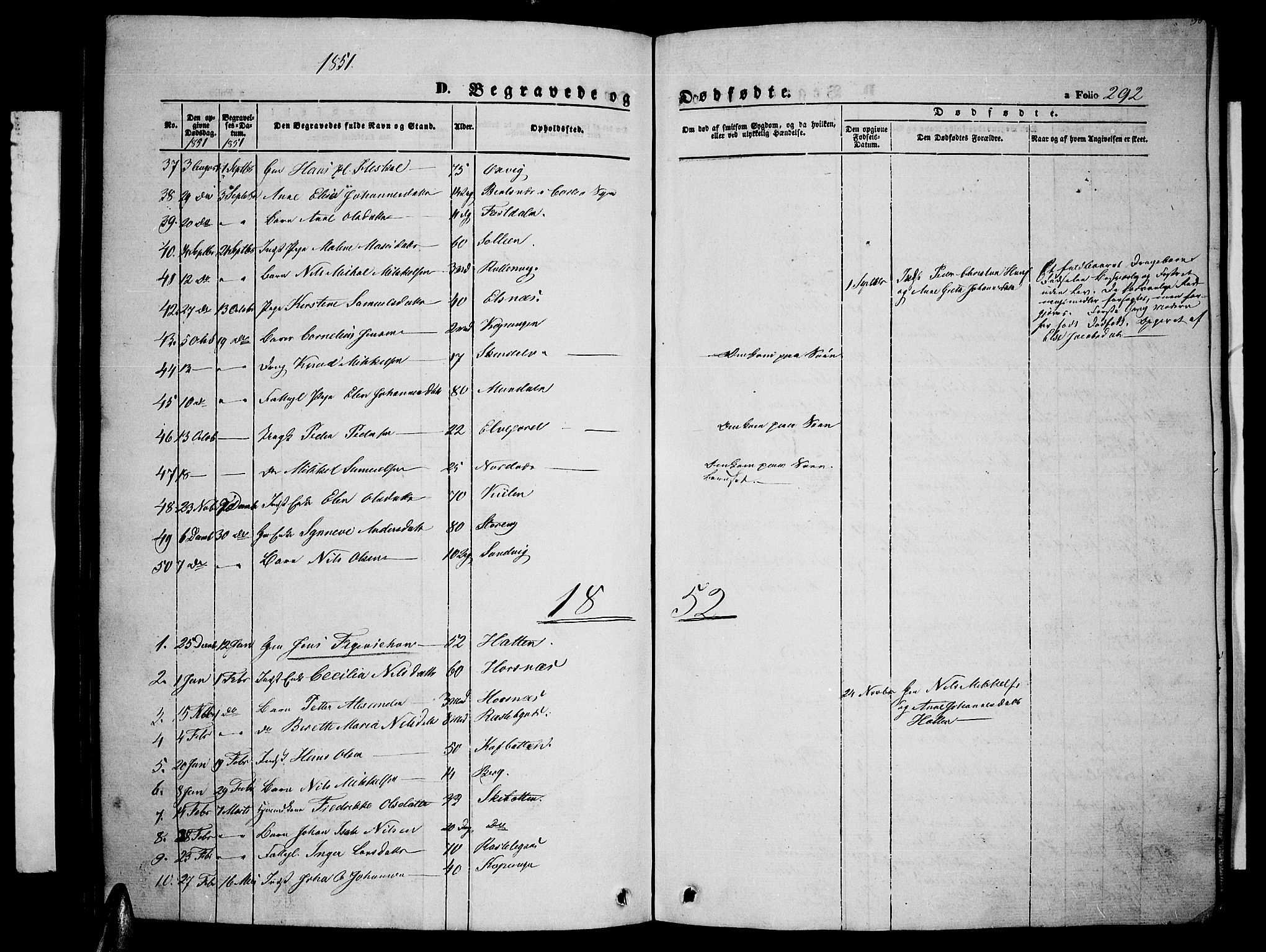 Lyngen sokneprestembete, SATØ/S-1289/H/He/Heb/L0002klokker: Parish register (copy) no. 2, 1839-1860, p. 292