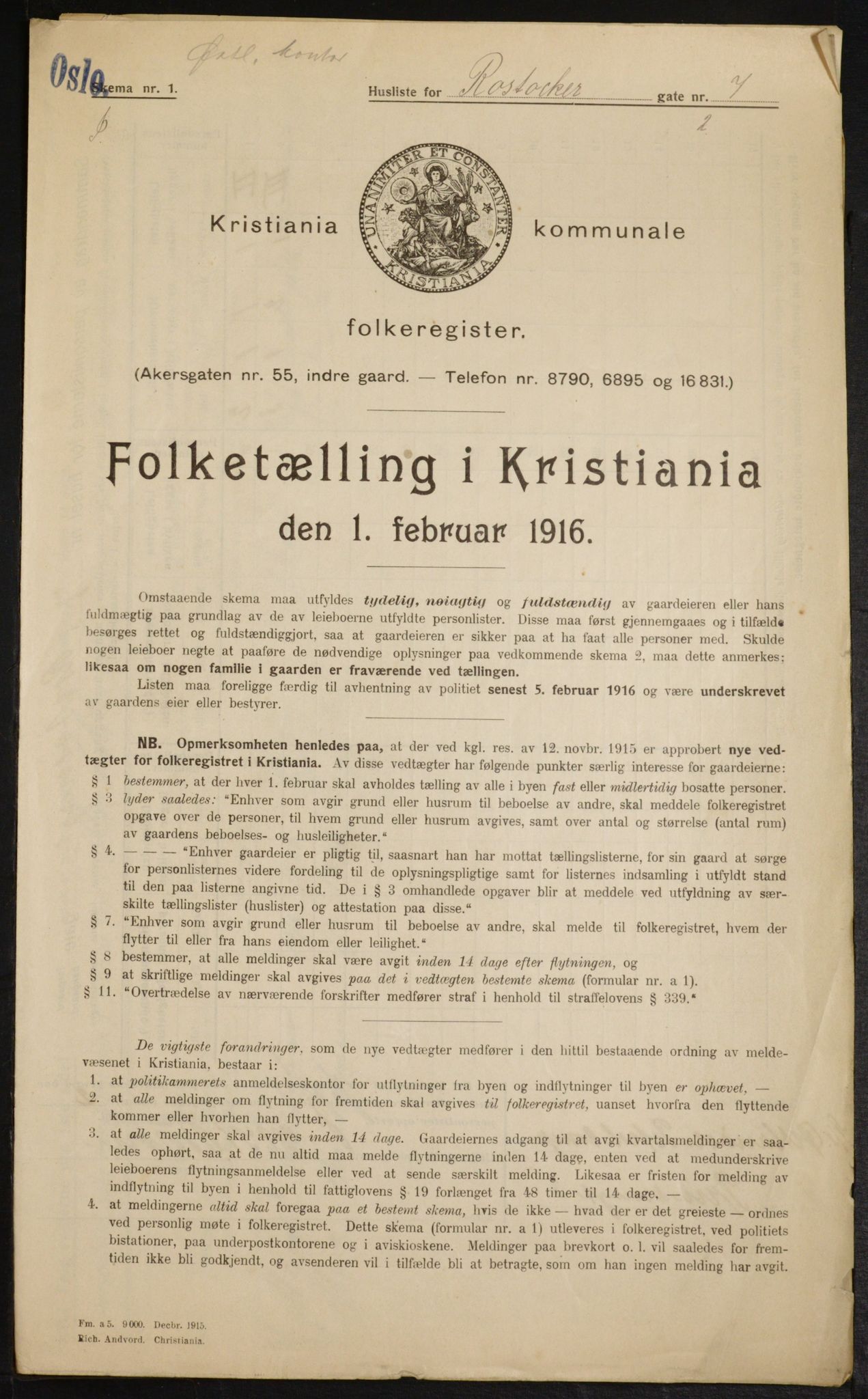 OBA, Municipal Census 1916 for Kristiania, 1916, p. 86784
