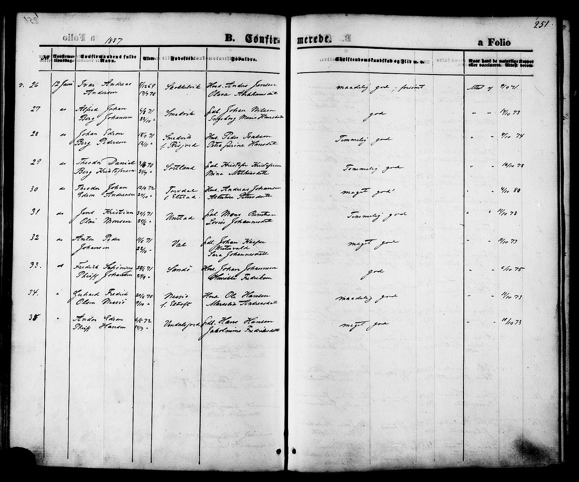 Ministerialprotokoller, klokkerbøker og fødselsregistre - Nordland, AV/SAT-A-1459/880/L1132: Parish register (official) no. 880A06, 1869-1887, p. 251